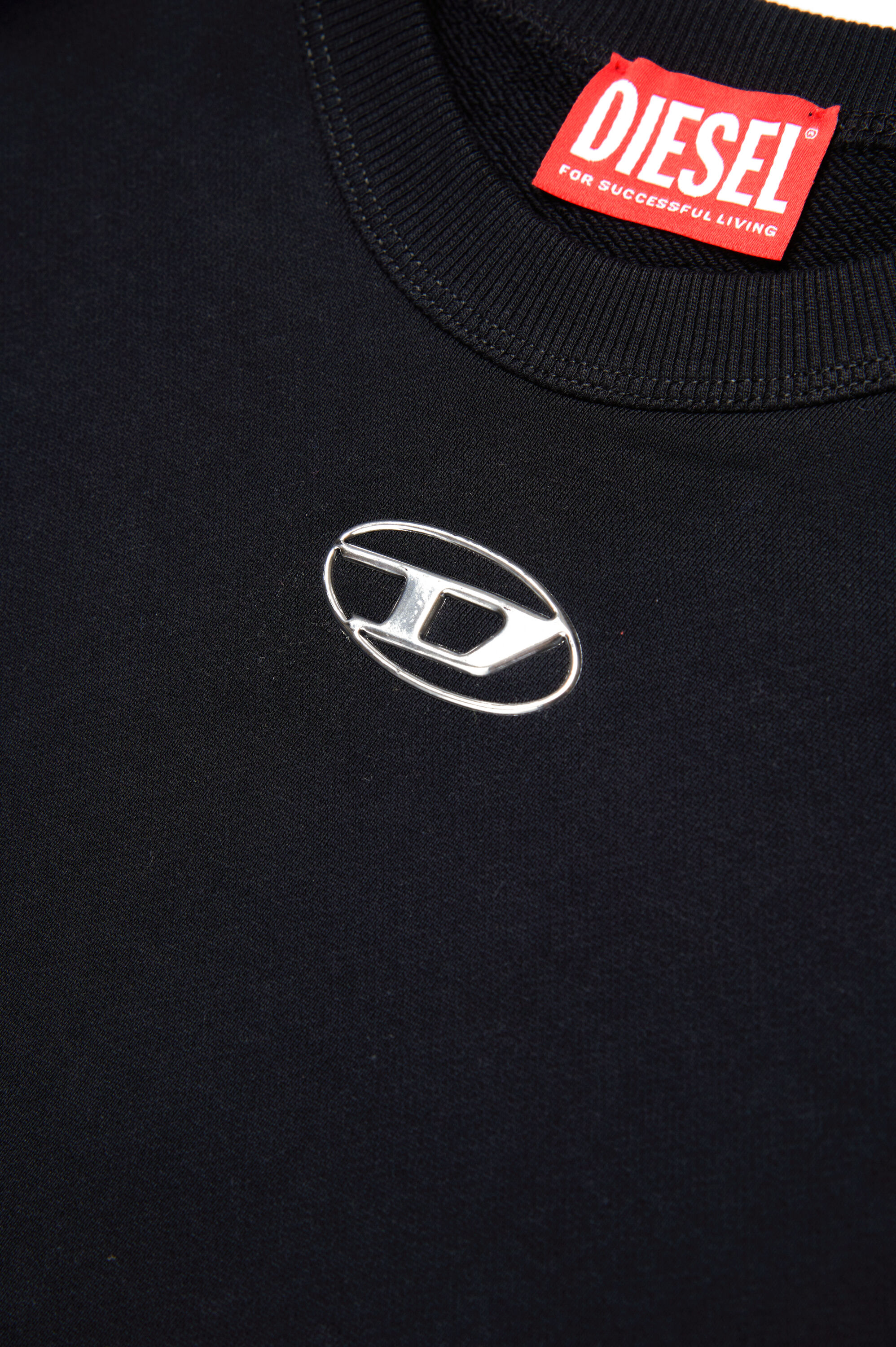 Diesel - SMACSISOD OVER, Sweat-shirt avec logo Oval D effet métal Homme in Noir - 4