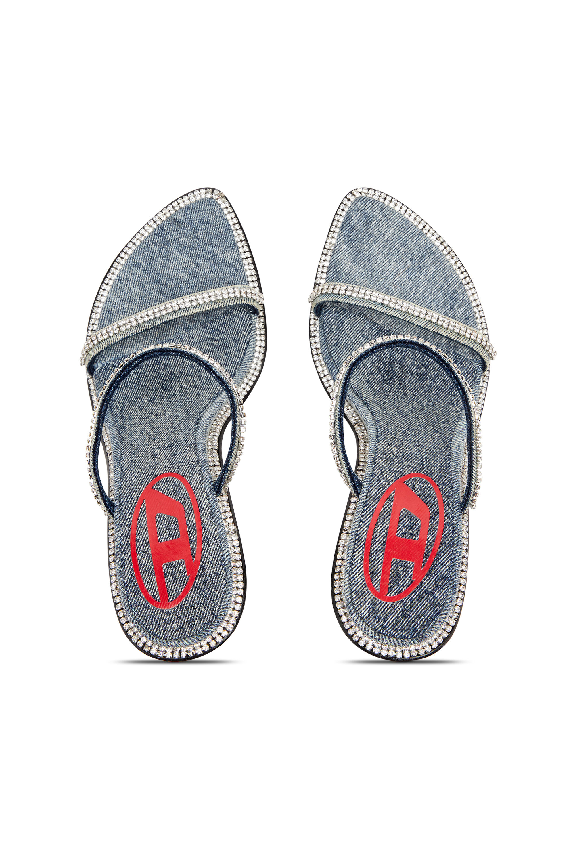Diesel - D-HAVANNA SDL, D-Havanna-Mules à talons en denim avec cristaux Femme in Bleu - 5