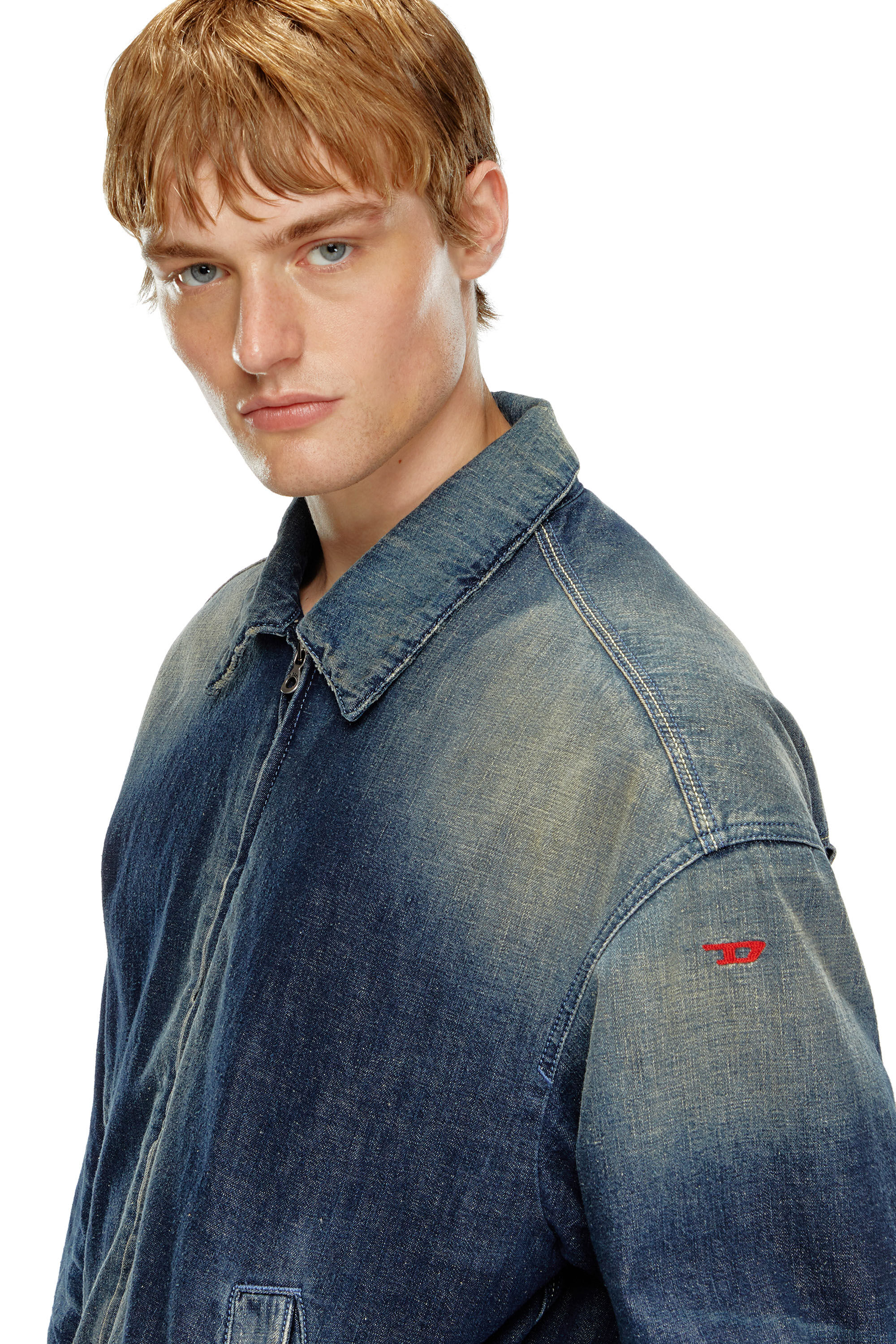 Diesel - D-STACK, Veste matelassée en denim style utilitaire Homme in Bleu - 5