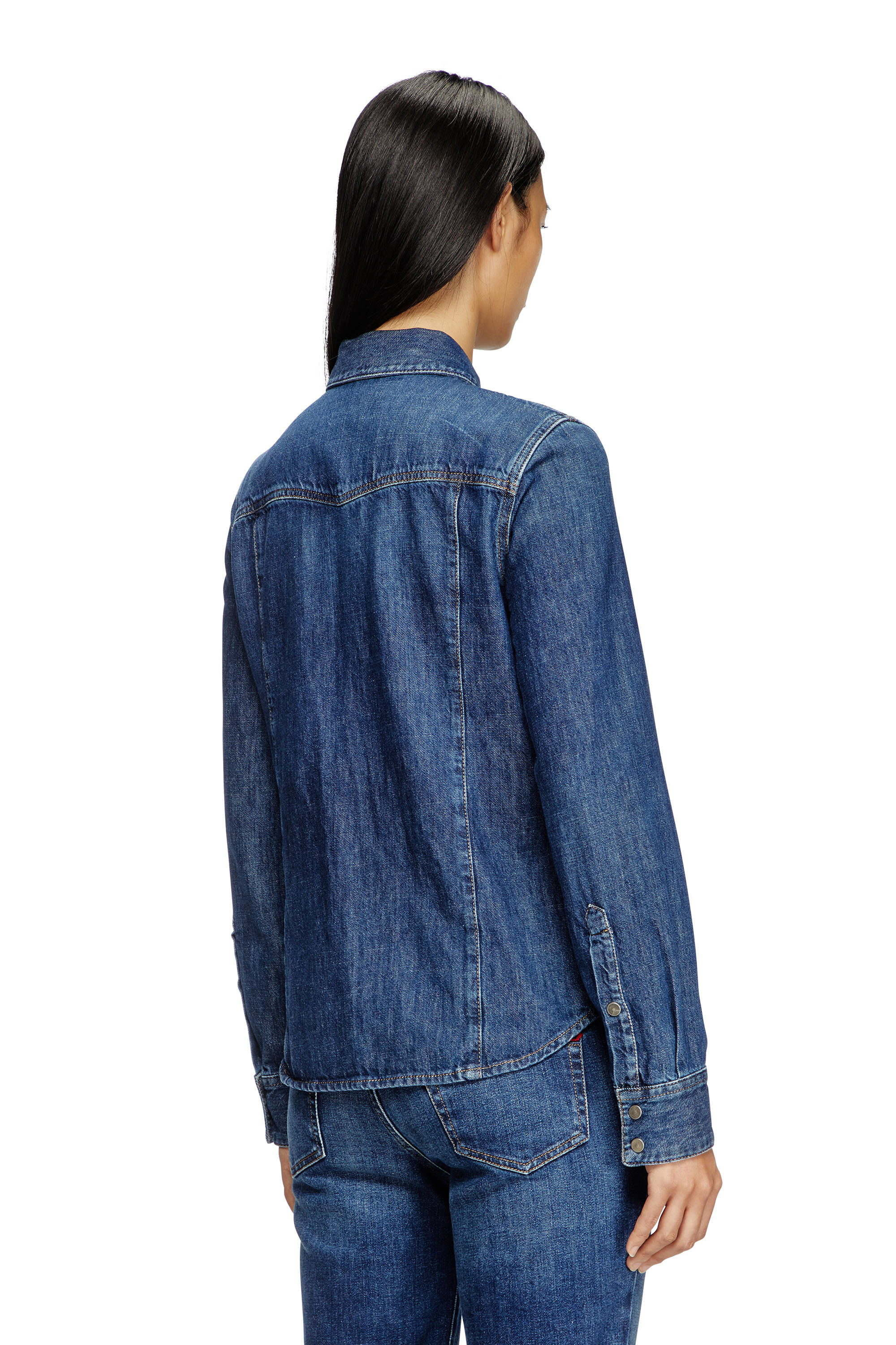 Diesel - DE-WAVES, Chemise western en denim Femme in Bleu - 4