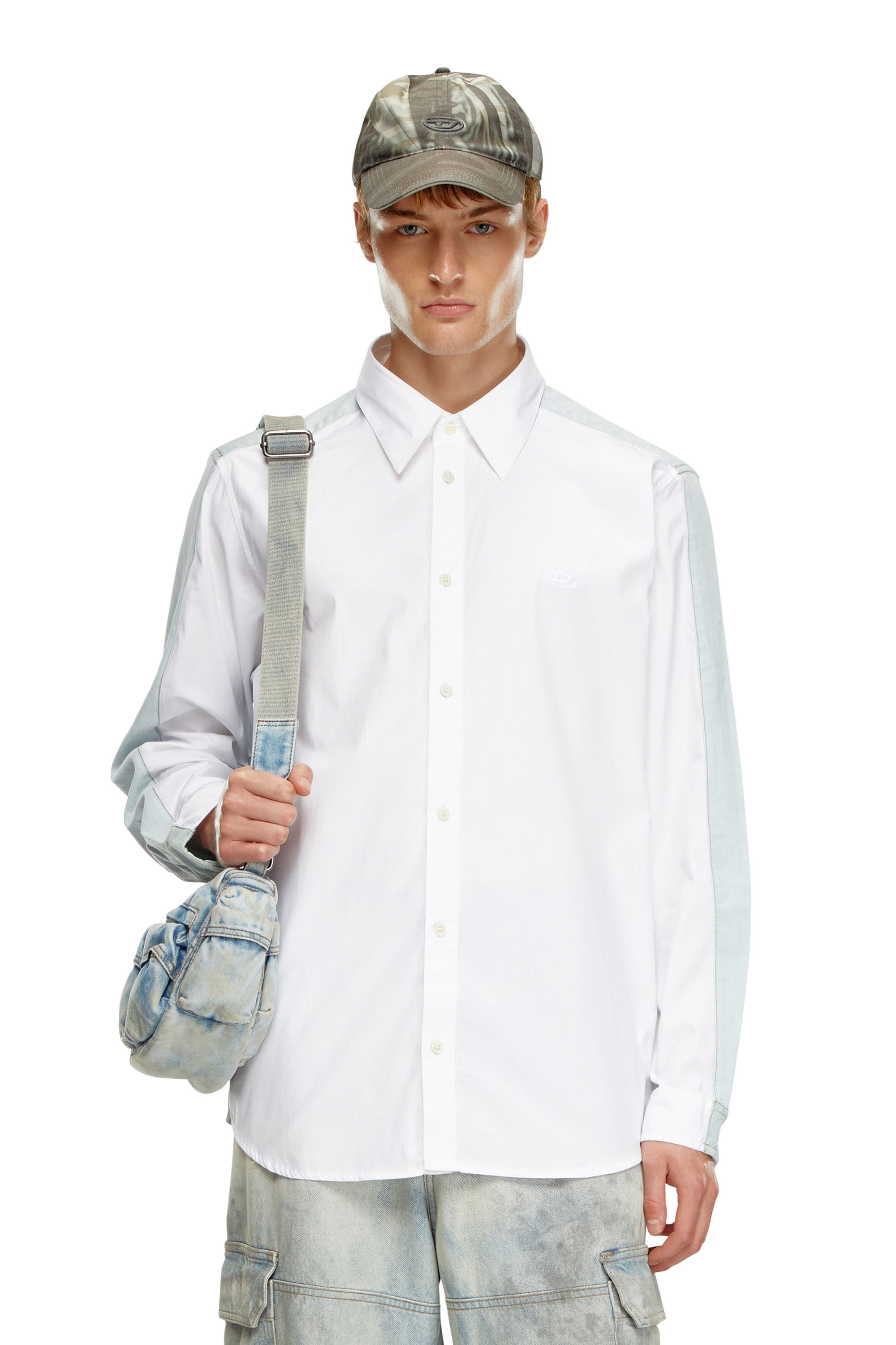 Diesel - S-SIMPLY-DNM, Chemise en popeline de coton et denim Homme in Polychrome - 3