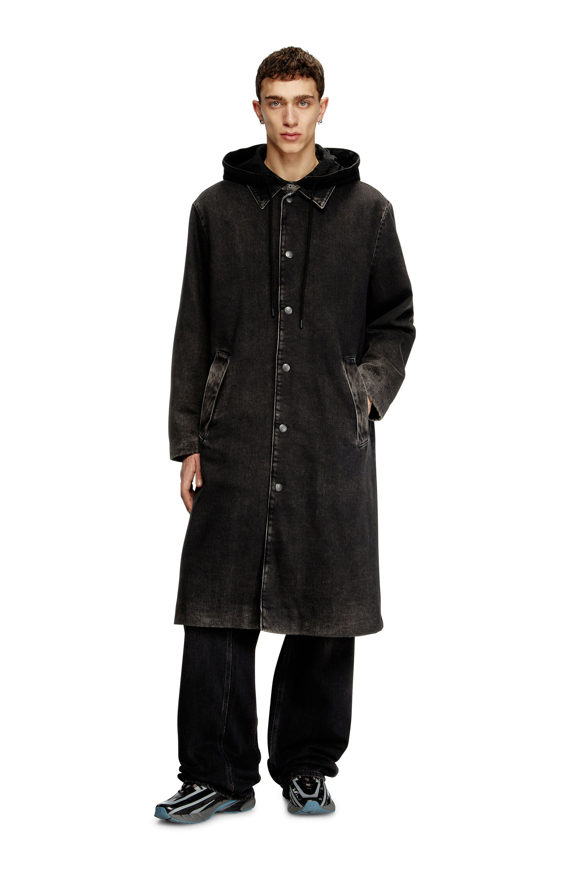 Diesel - D-JAKO-S, Manteau hybride en denim et jersey Homme in Noir - 1
