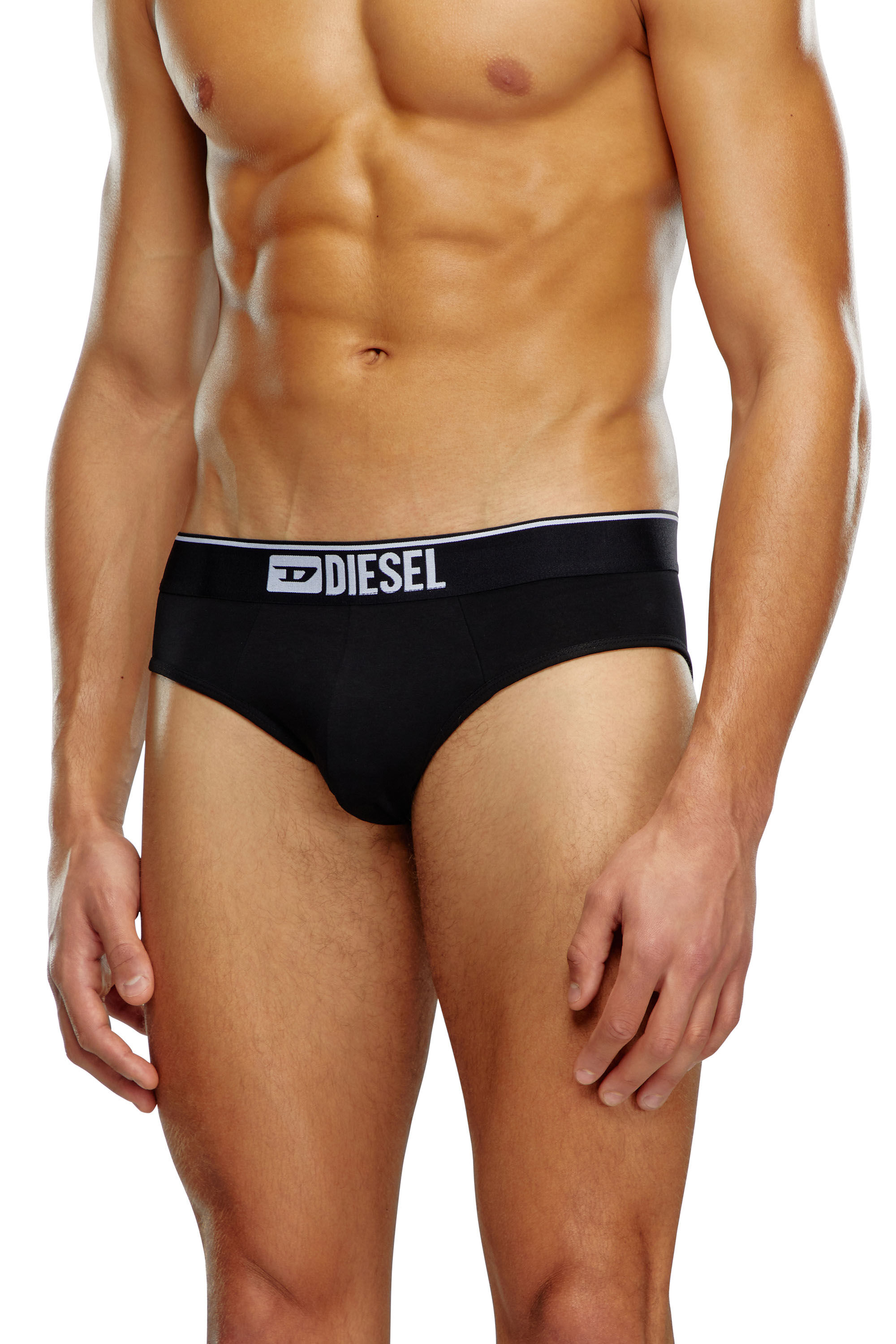 Diesel - UMBR-ANDRETHREEPACK, Lot de trois slips couleur unie à logo Homme in Noir - 3