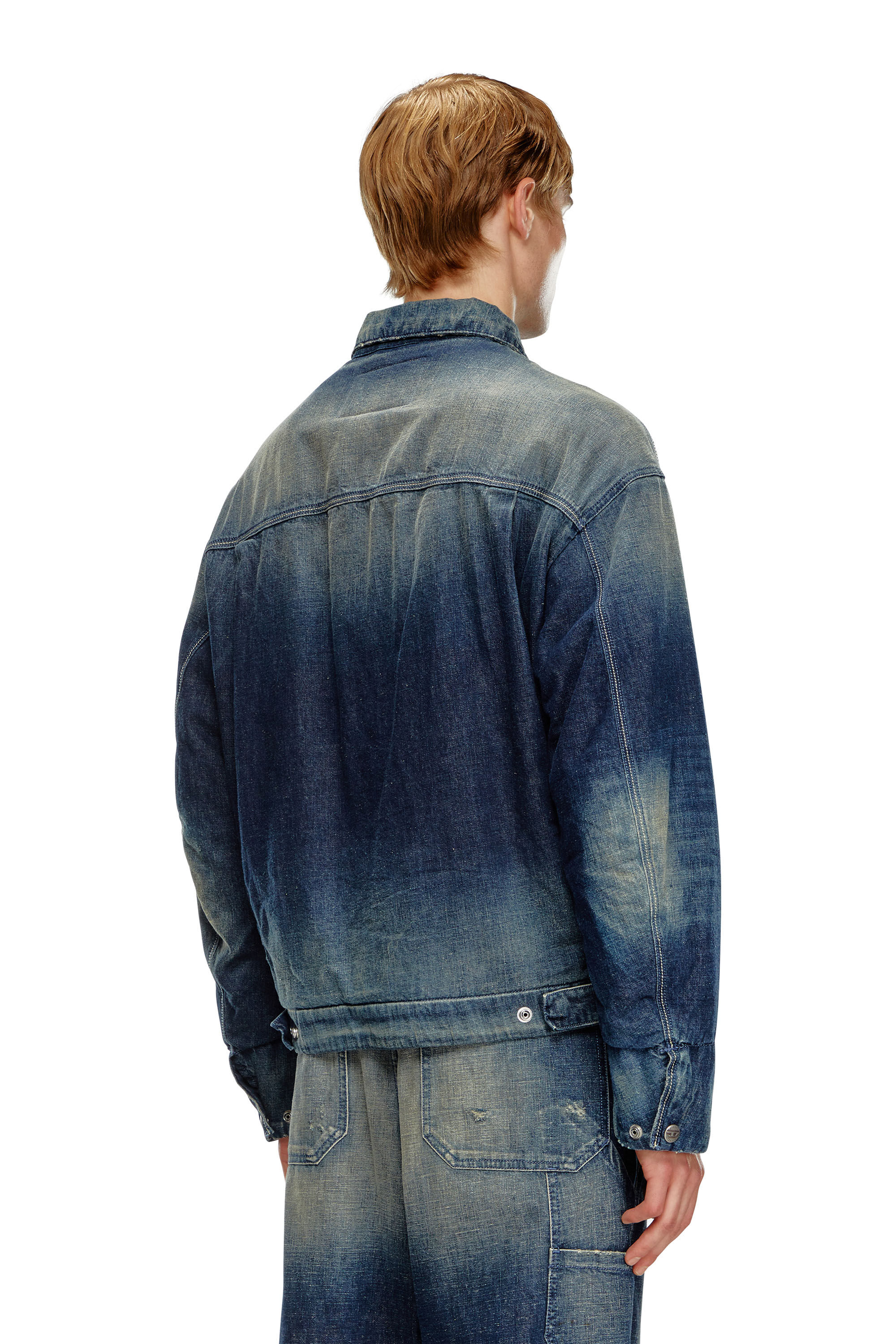 Diesel - D-STACK, Veste matelassée en denim style utilitaire Homme in Bleu - 4