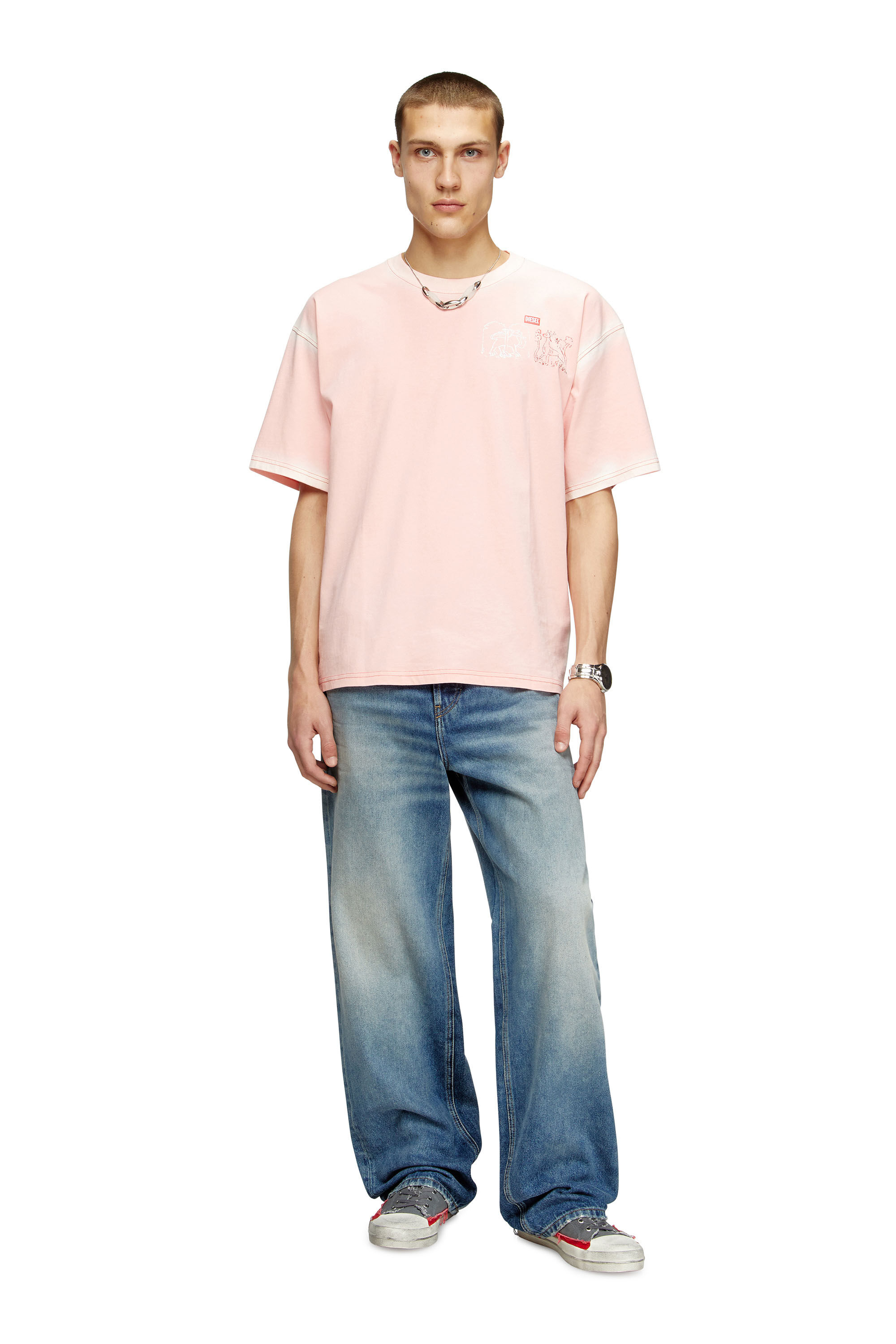 Diesel - T-BOXT-T10, T-shirt avec imprimé d'épée Homme in Rose - 1