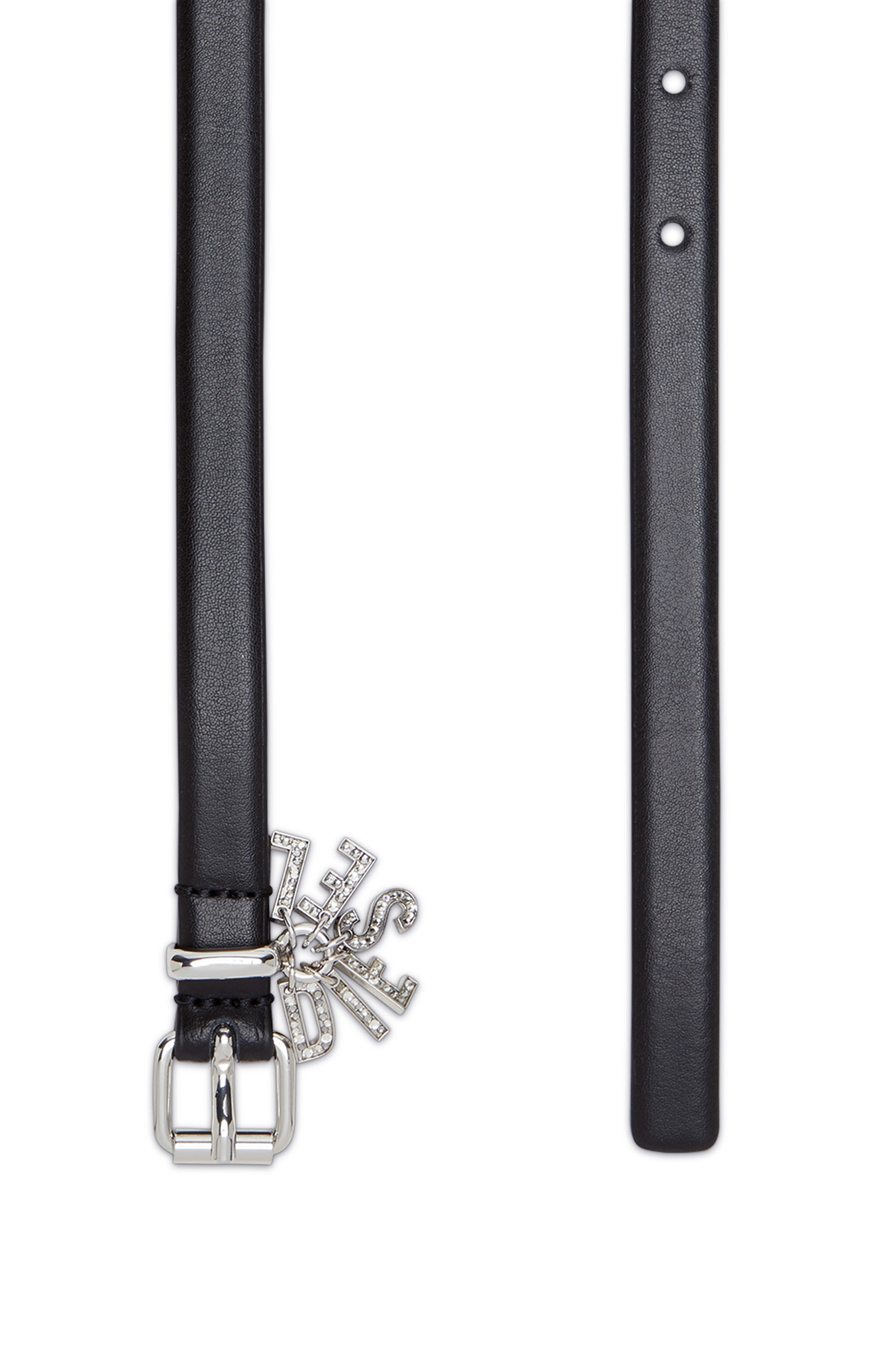 Diesel - B-CHARM-LOOP, Ceinture 1.4 cm en cuir avec breloques à logo en cristaux Femme in Noir - 2