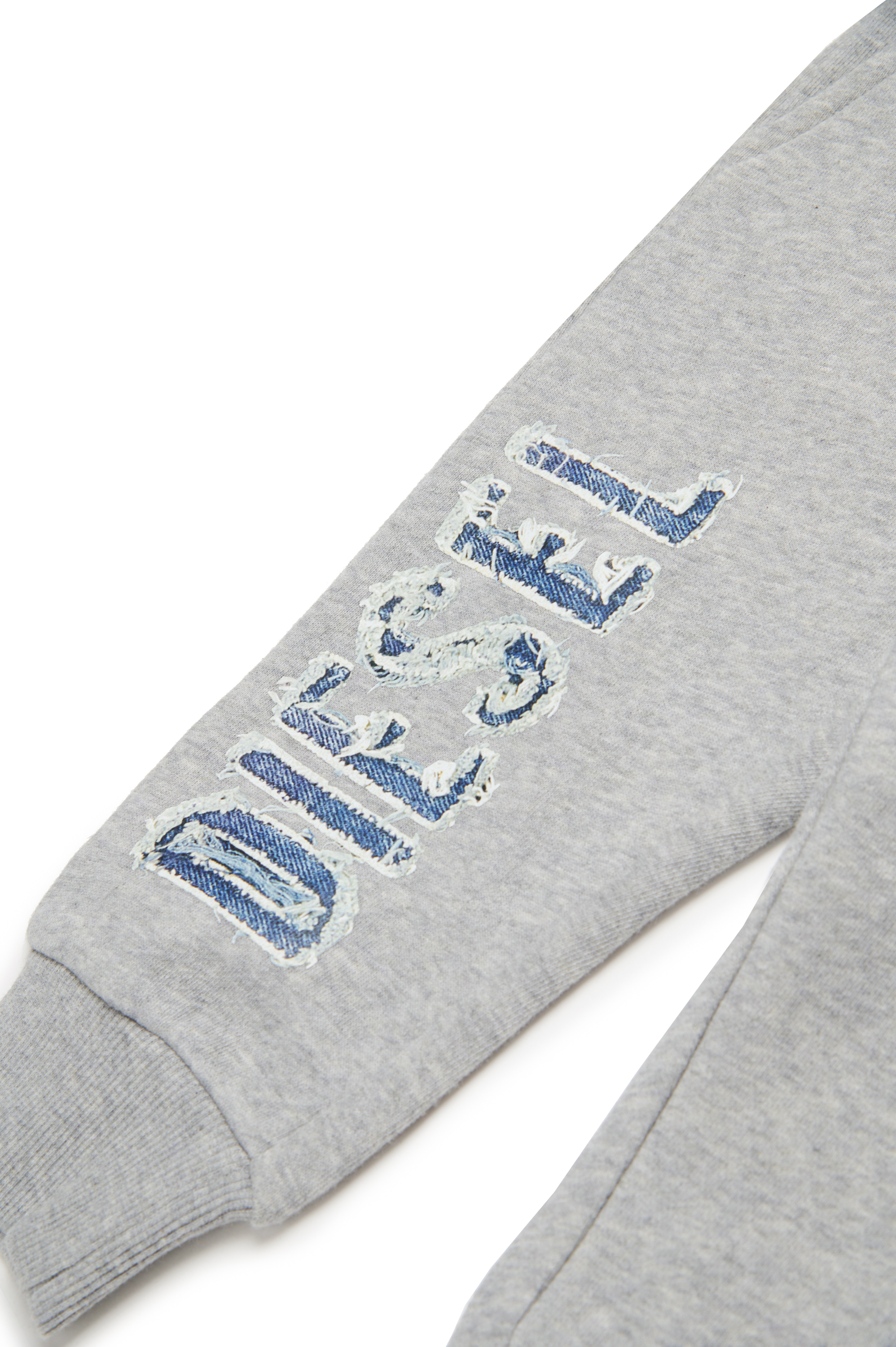 Diesel - PGIBBIB, Pantalon de survêtement avec logo en denim effiloché Homme in Gris - 4