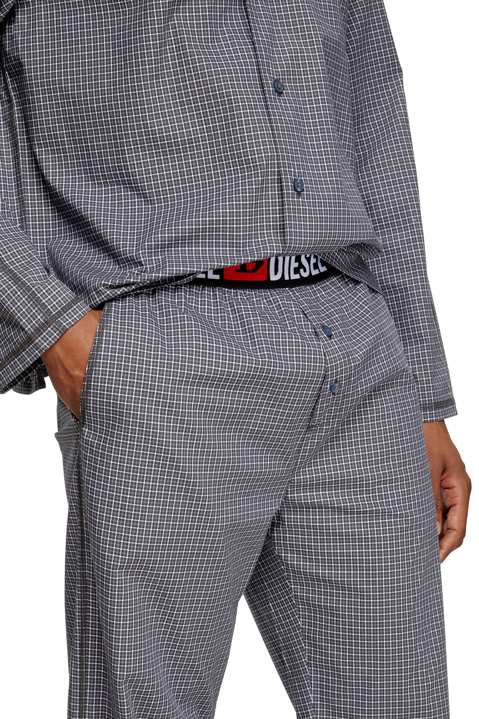 Diesel - SET-PAUL-D-CORE, Pyjama en coton à carreaux Homme in Gris - 3