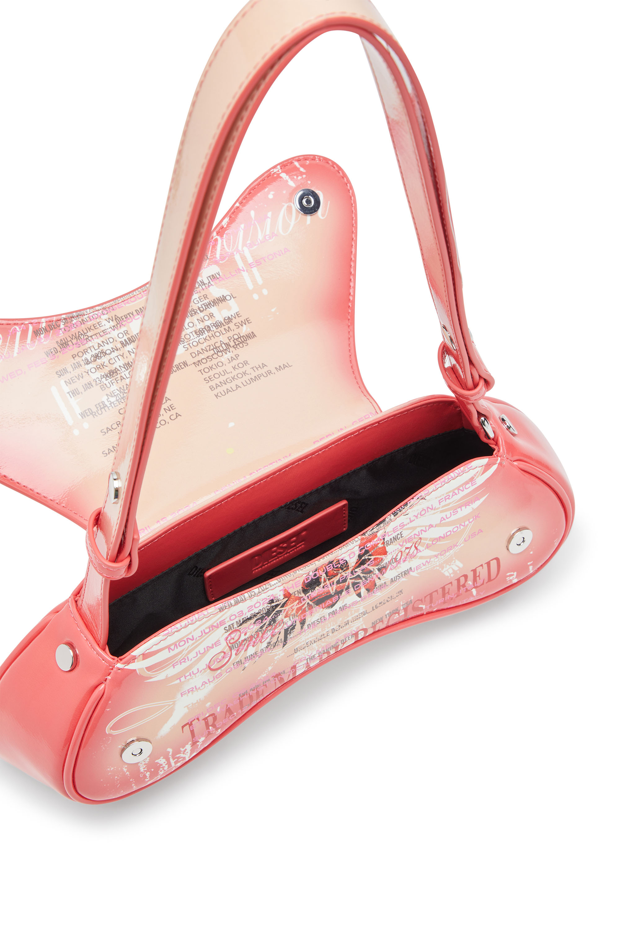 Diesel - PLAY CROSSBODY, Play-Sac à bandoulière en PU glossy imprimé Femme in Rose - 4