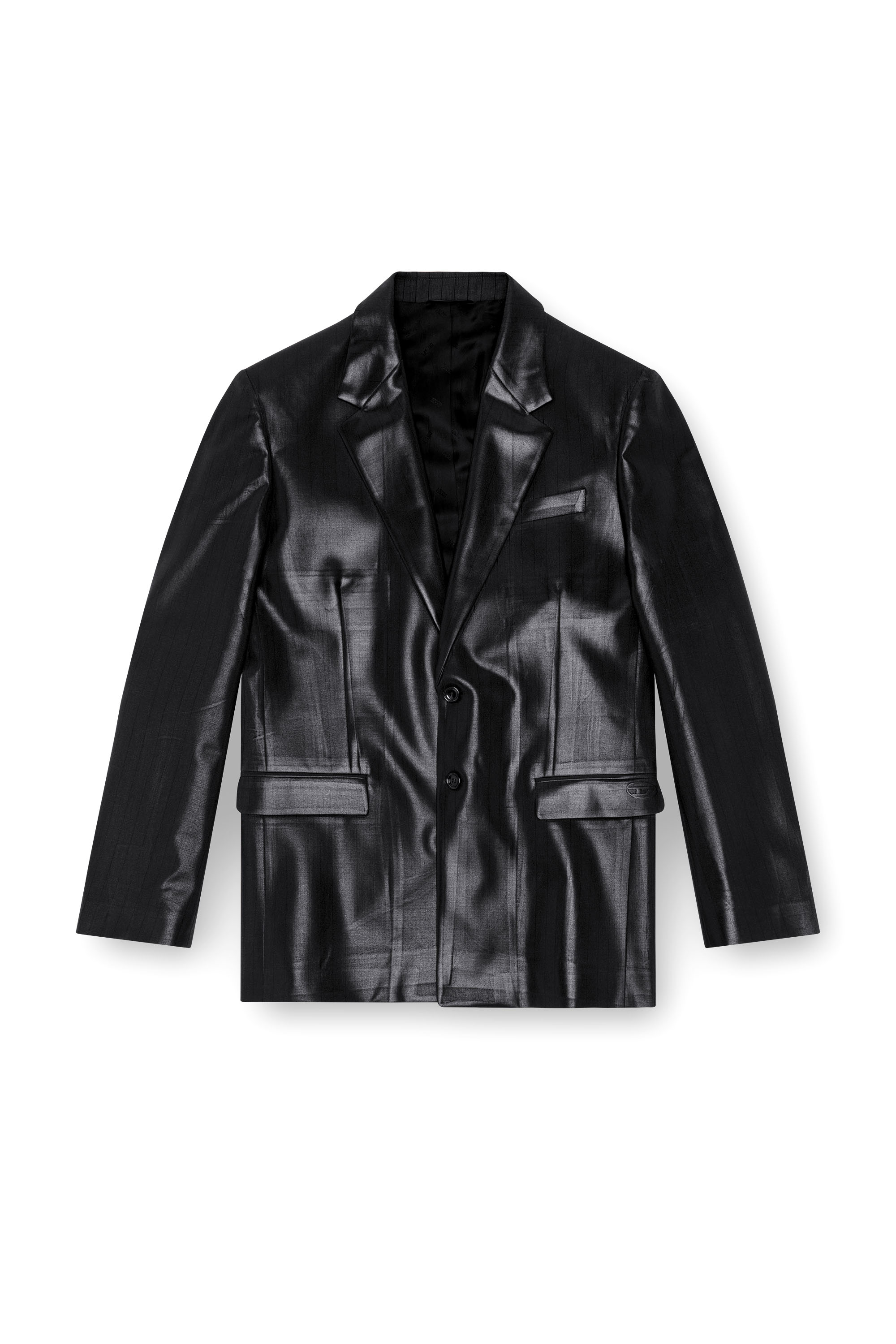 Diesel - J-STANLEY, Blazer à fines rayures avec devant enduit Homme in Noir - 3