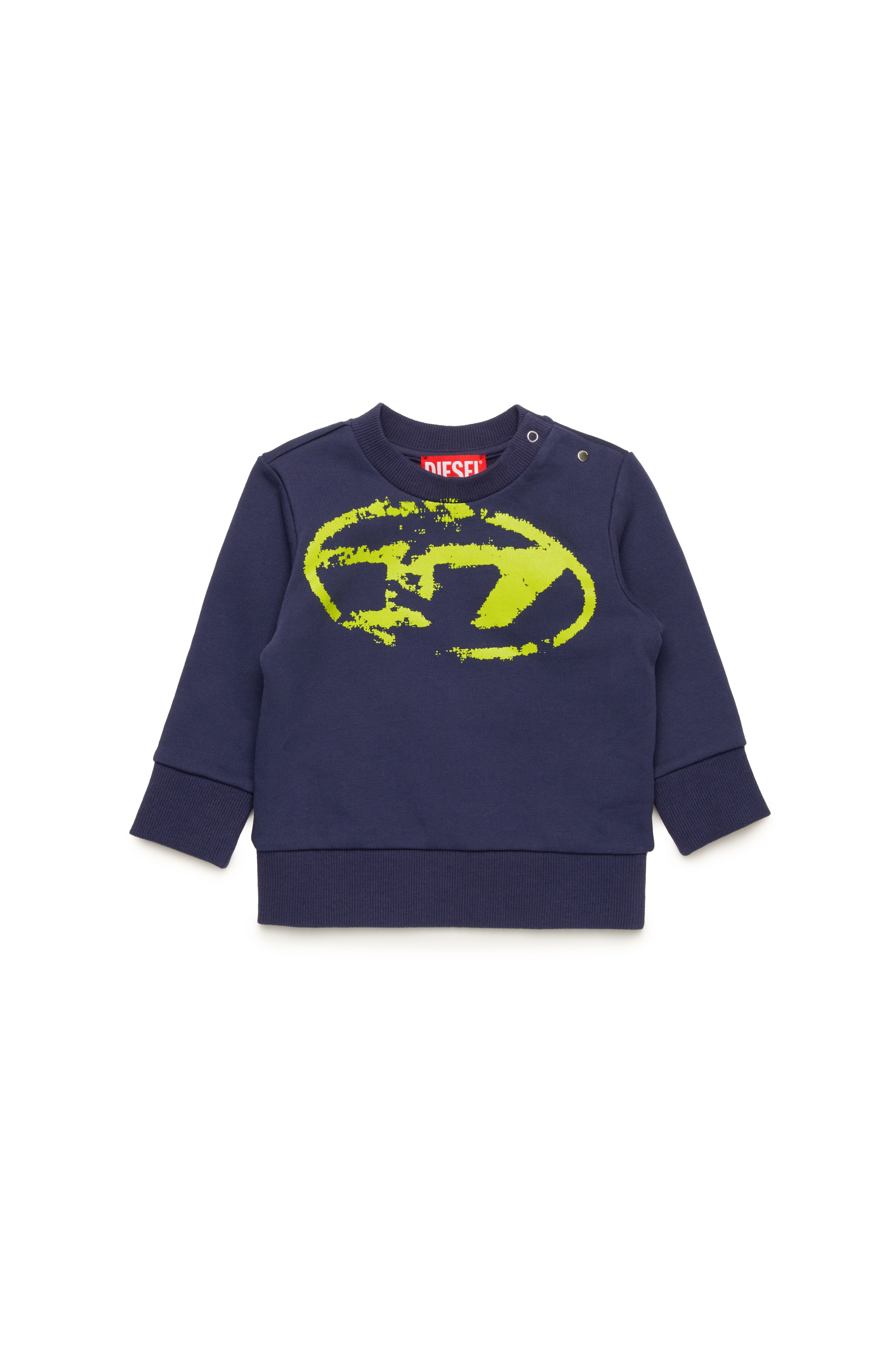 Diesel - SBOXTN5B, Sweat-shirt avec logo Oval D effet vieilli Mixte in Bleu - 1