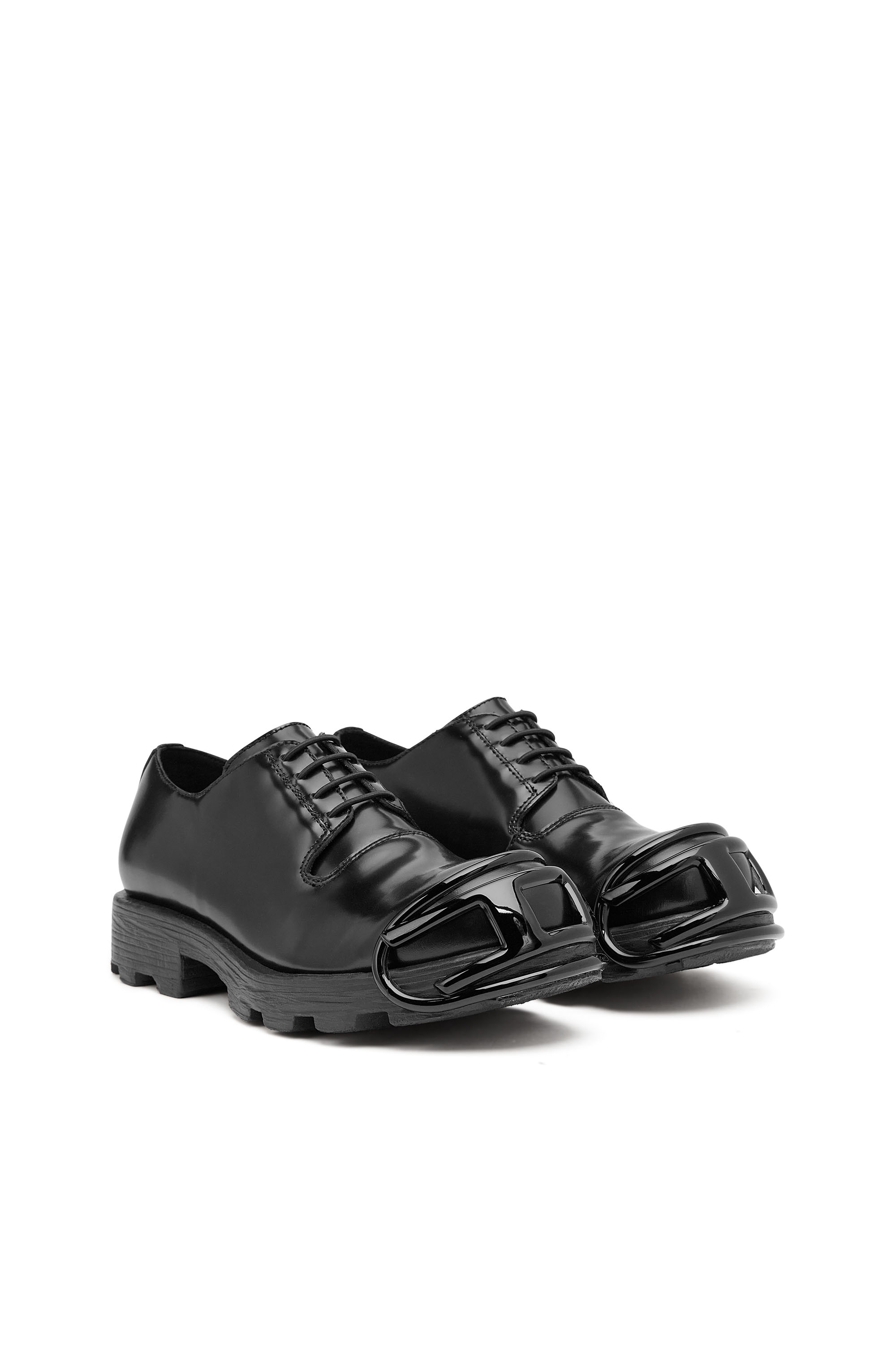 Diesel - D-HAMMER SO D, D-Hammer-Chaussures à lacets en cuir avec embout Oval D Homme in Noir - 2