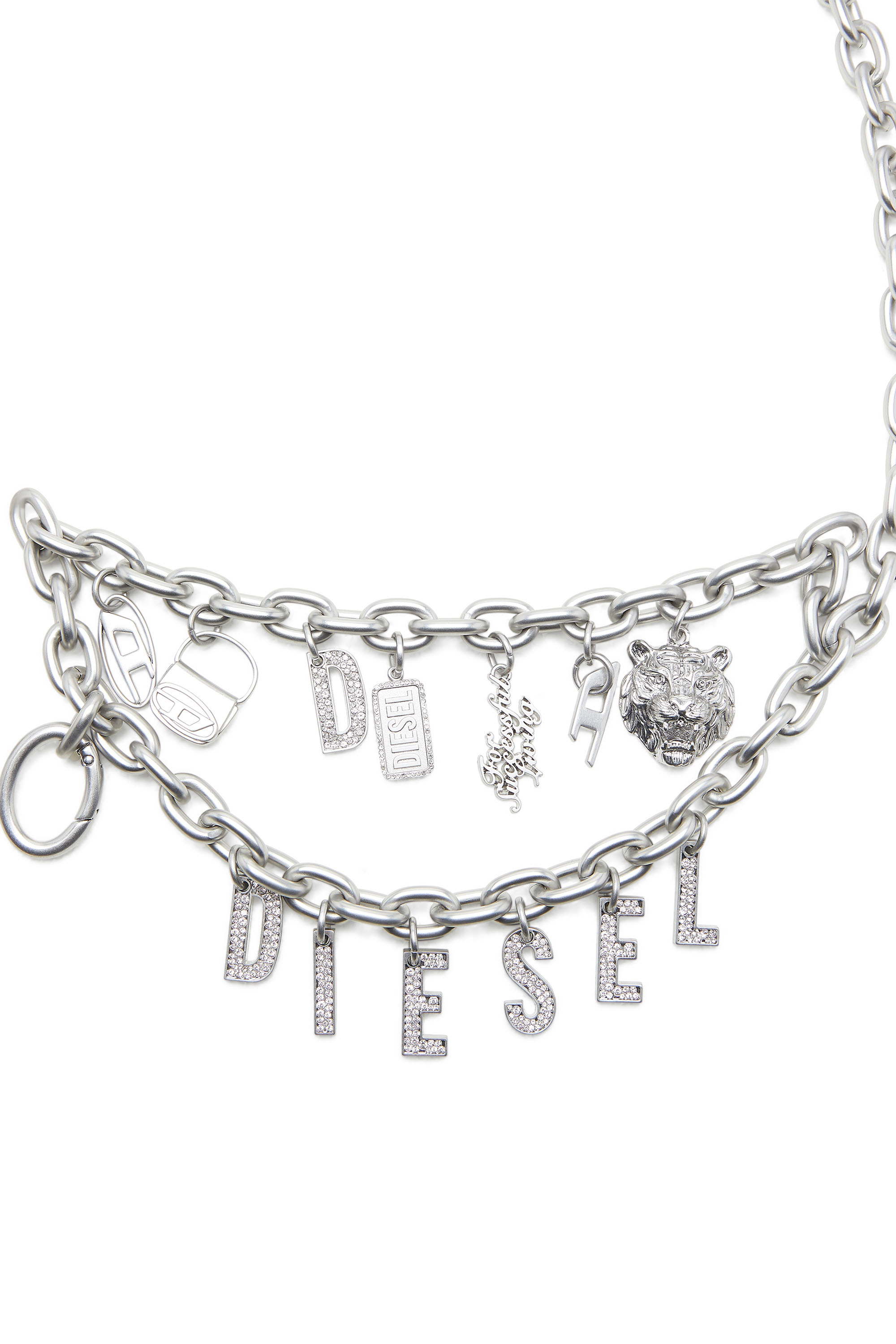 Diesel - HOSHI B-MULTICHARM CHAIN, Ceinture en chaîne à plusieurs breloques Mixte in Gris argenté - 2