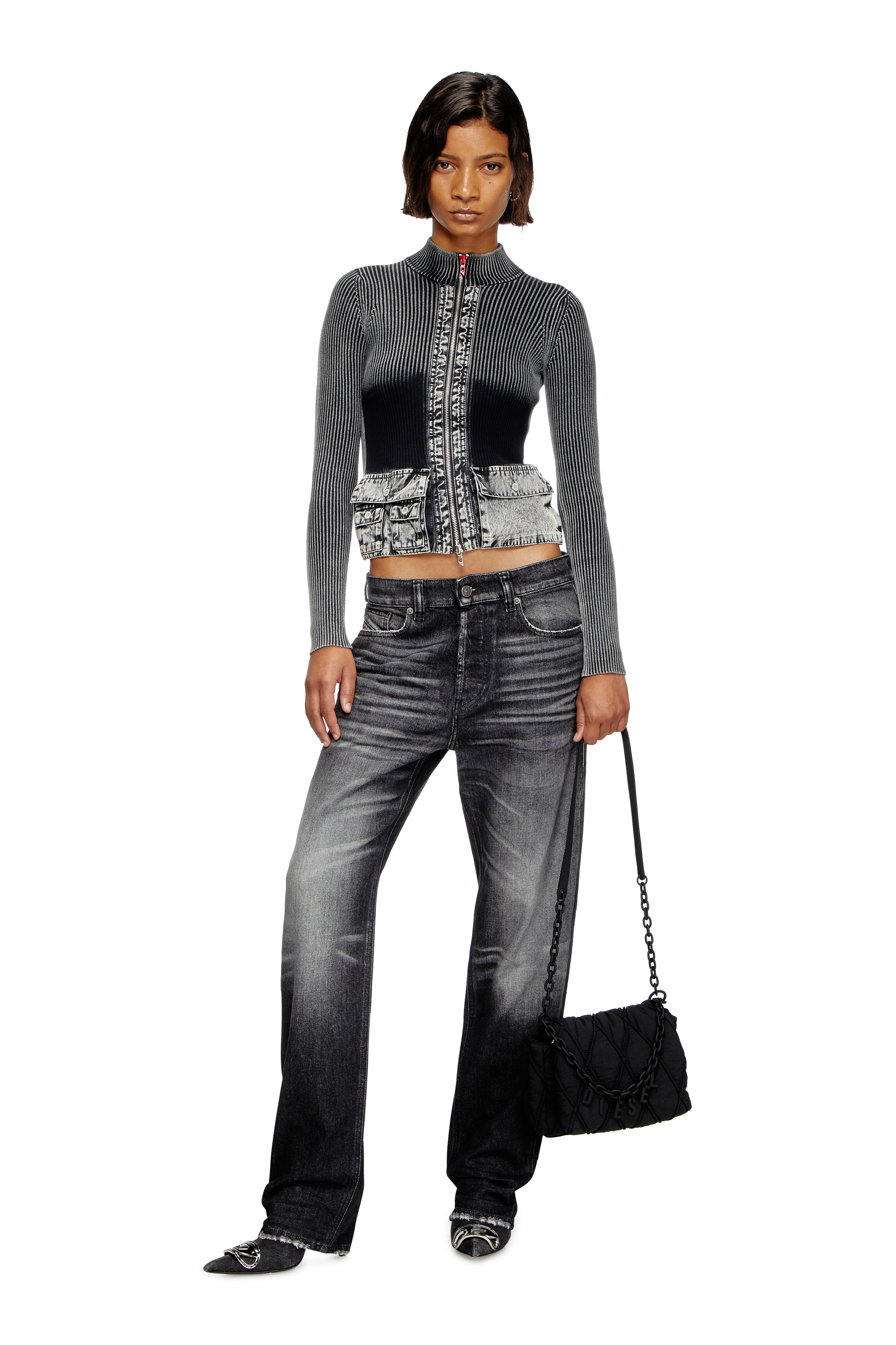 Diesel - CHARM-D SHOULDER S, Charm-D S-Petit sac à bandoulière en nylon matelassé Femme in Noir - 2