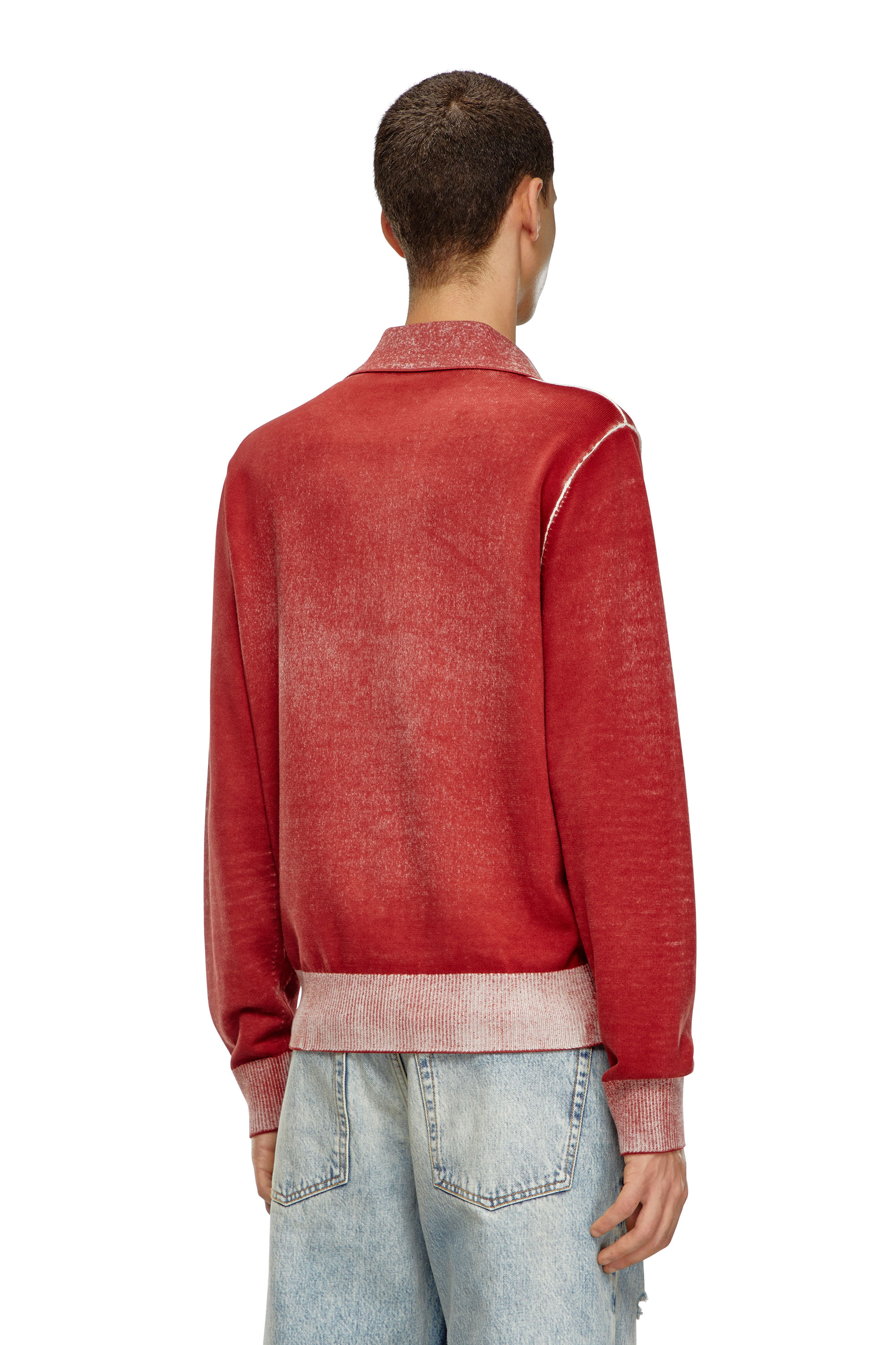 Diesel - K-LORENZO, Pull polo avec imprimé inversé Homme in Rouge - 4