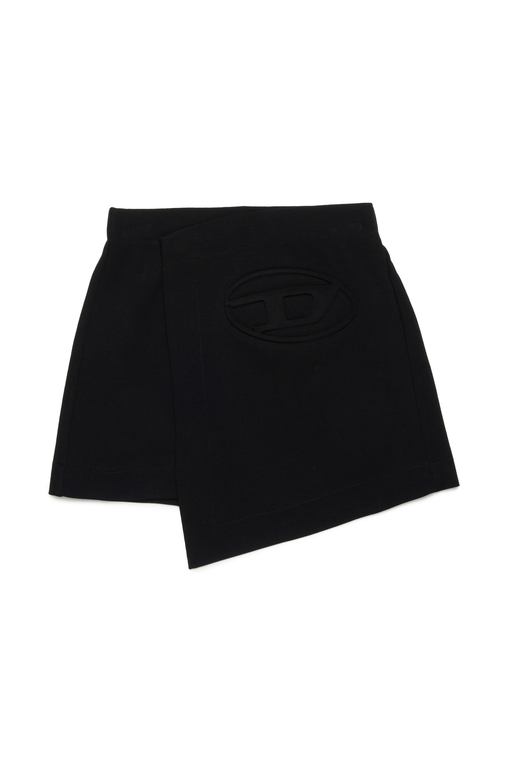 Diesel - GILSY, Mini-jupe enveloppante avec logo Oval D embossé Femme in Noir - 1