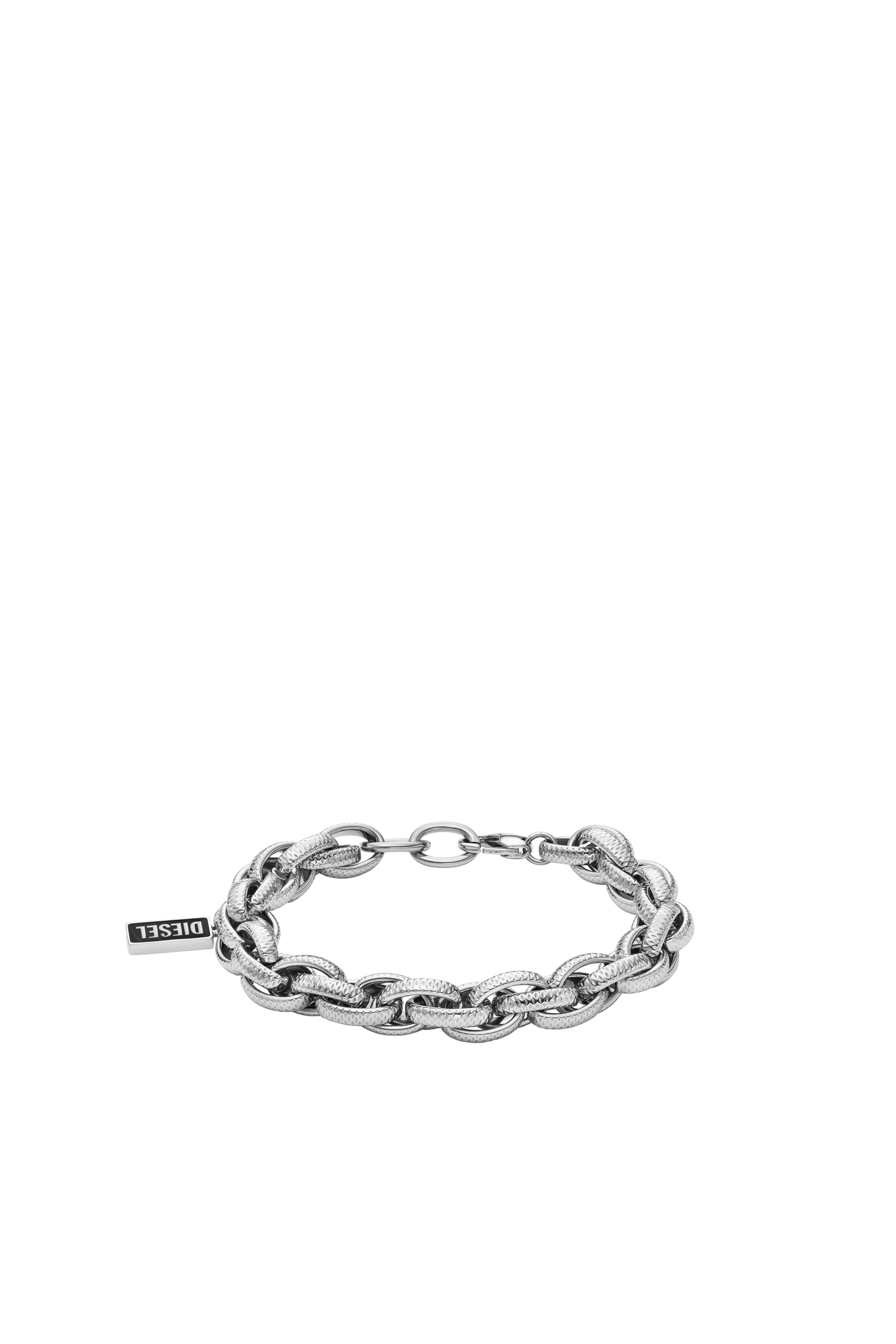 Diesel - DX1514, Bracelet chaîne avec agate noire Mixte in Gris argenté - 1