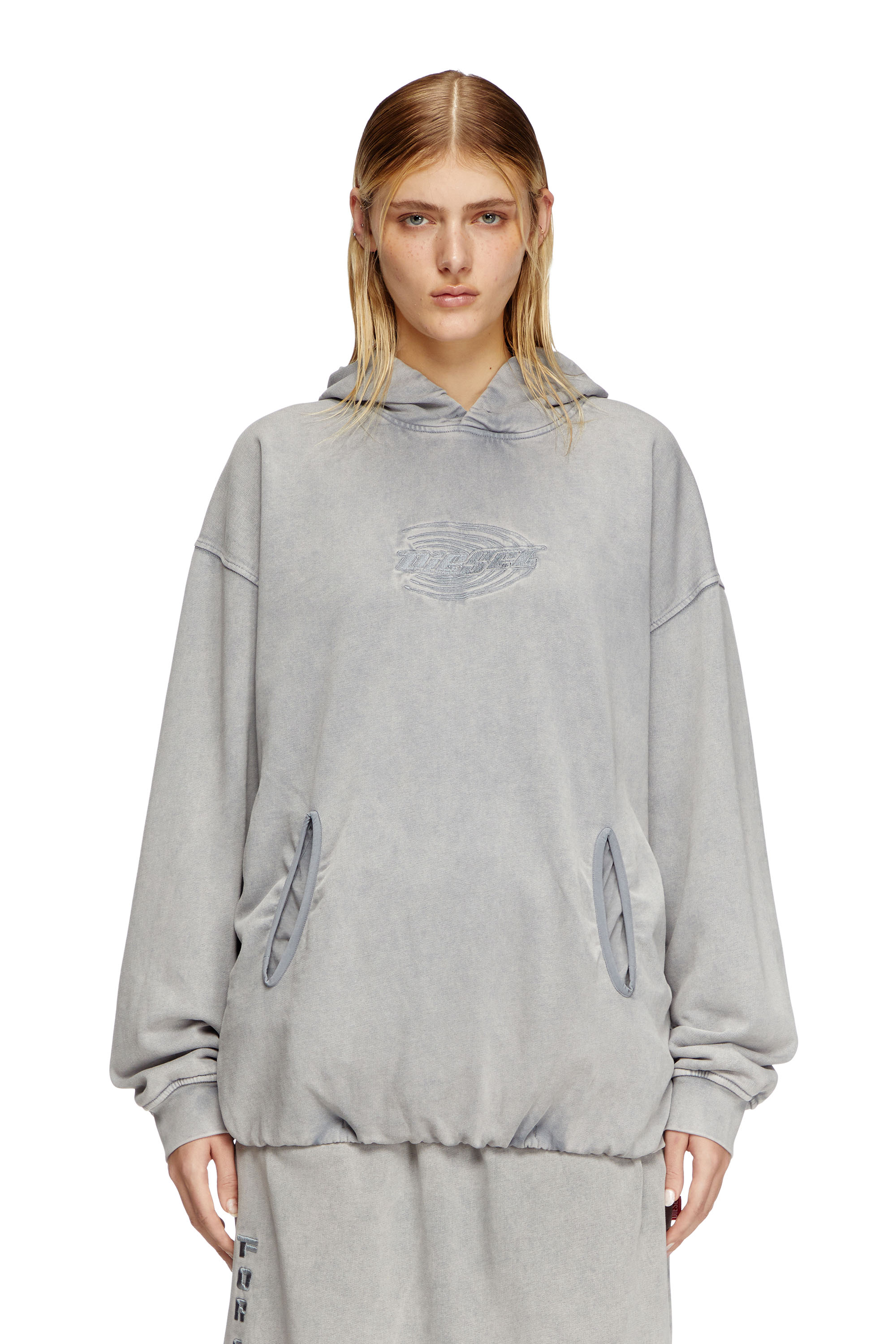 Diesel - S-BOXSTIC-HOOD, Sweat-shirt à capuche froncé et délavé à l'acide Mixte in Bleu - 1