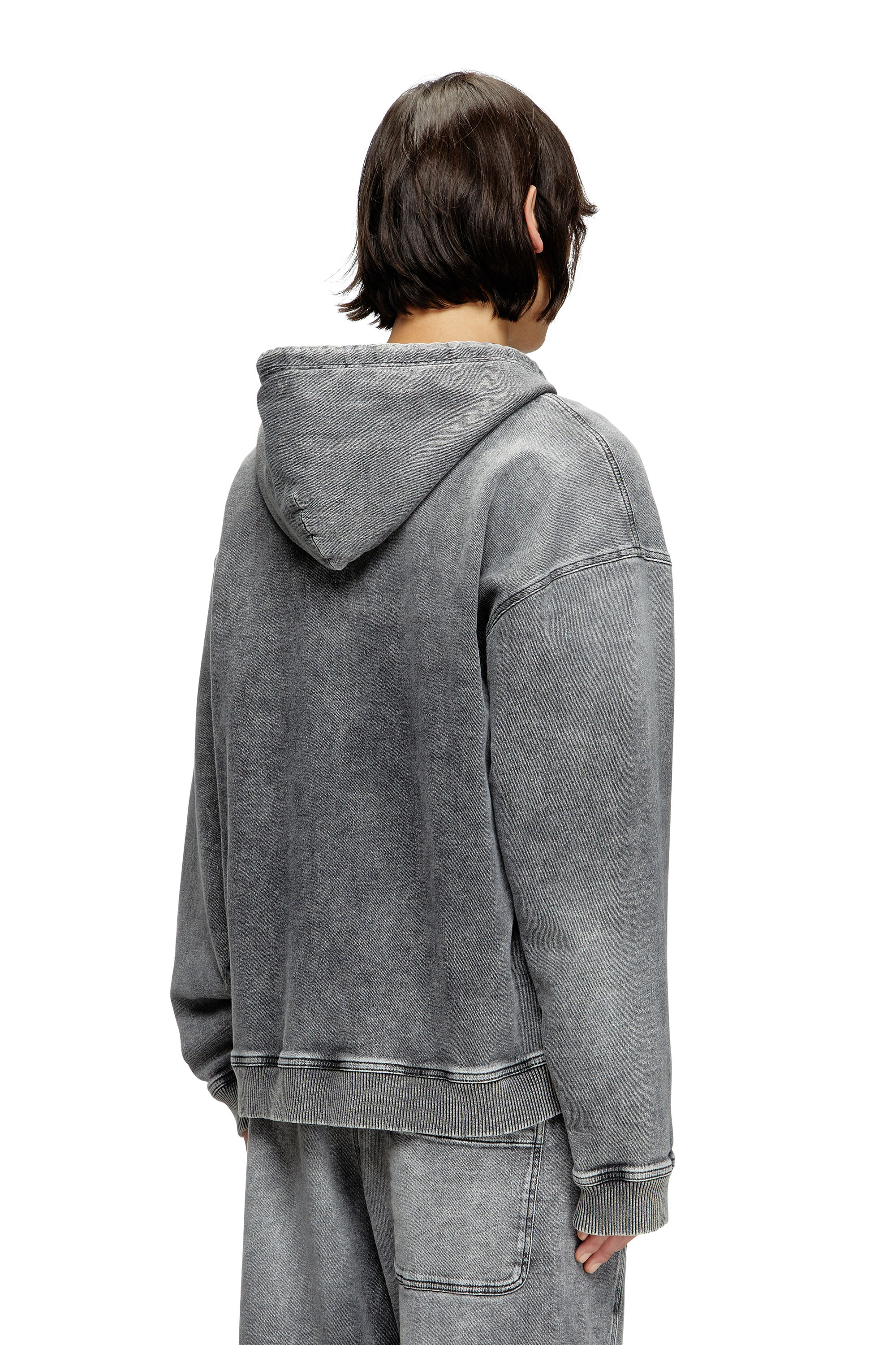 Diesel - HS D-GIRI-S TRACK, Sweat-shirt à capuche zippé en Track Denim effet marbré Mixte in Gris - 4