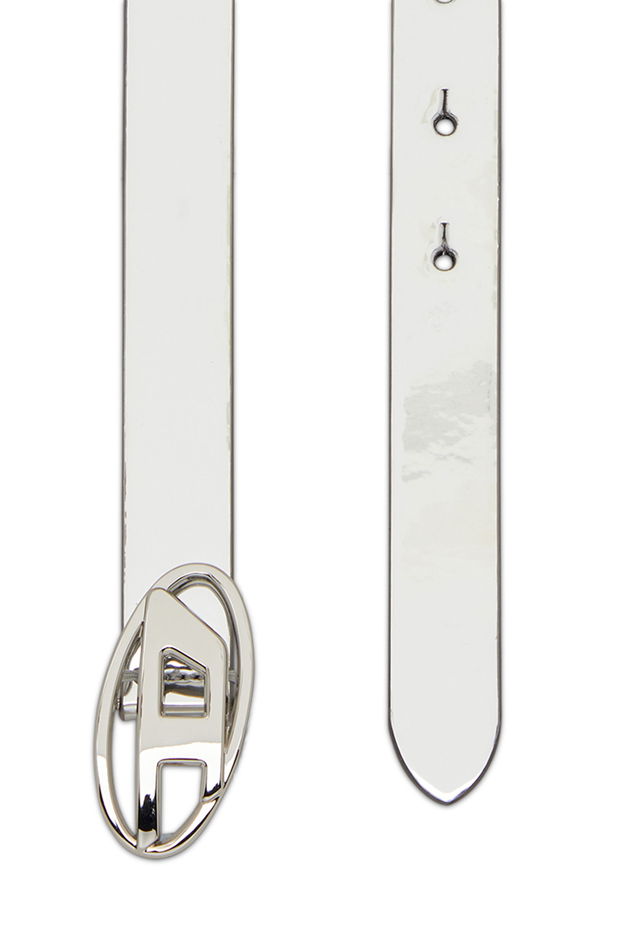 Diesel - B-1DR 20, Ceinture slim métallisée Femme in Blanc - 2