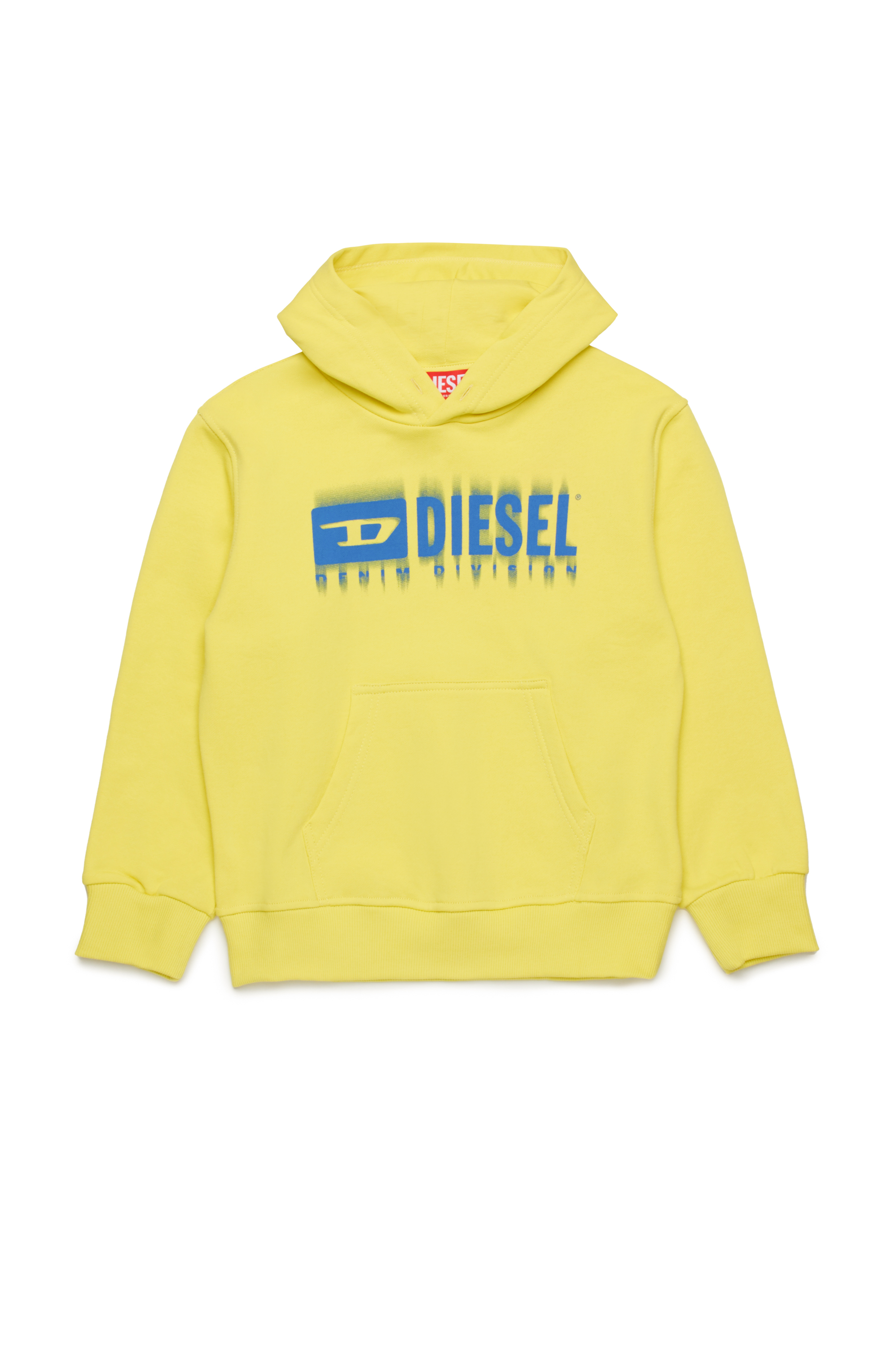 Diesel - SGINNHOODL5 OVER, Sweat-shirt à capuche avec logo taché Homme in Jaune - 1