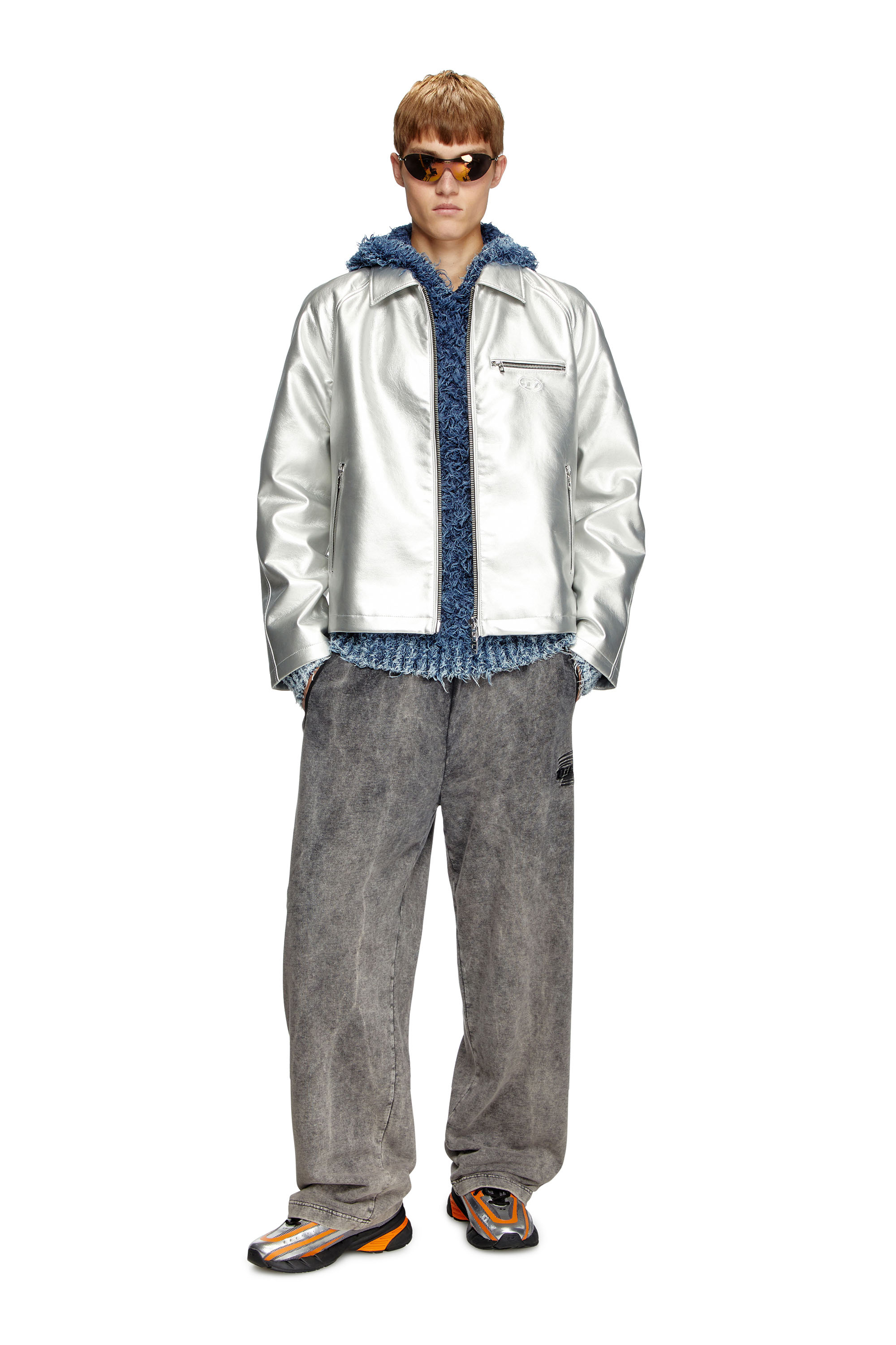 Diesel - J-THOME, Veste coach métallisée Mixte in Gris argenté - 2