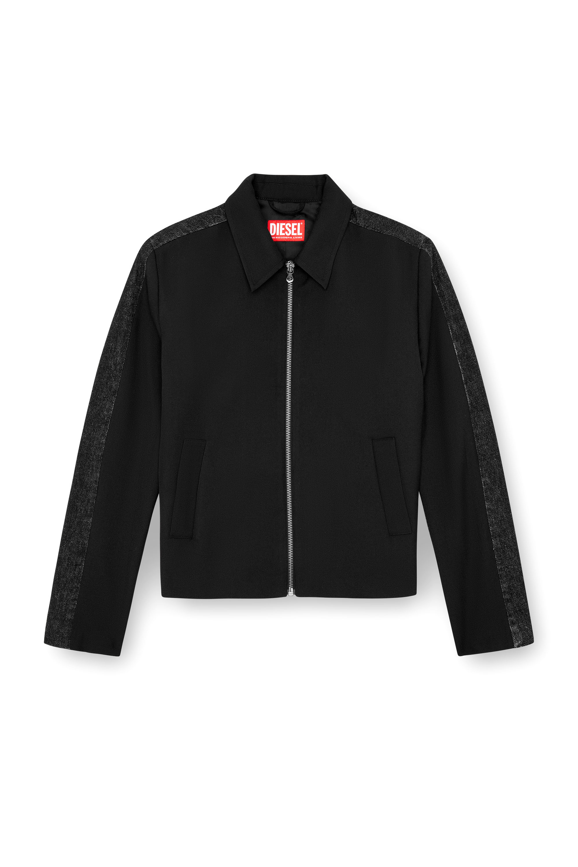 Diesel - J-RHEIN, Blouson en laine mélangée et denim Homme in Noir - 3