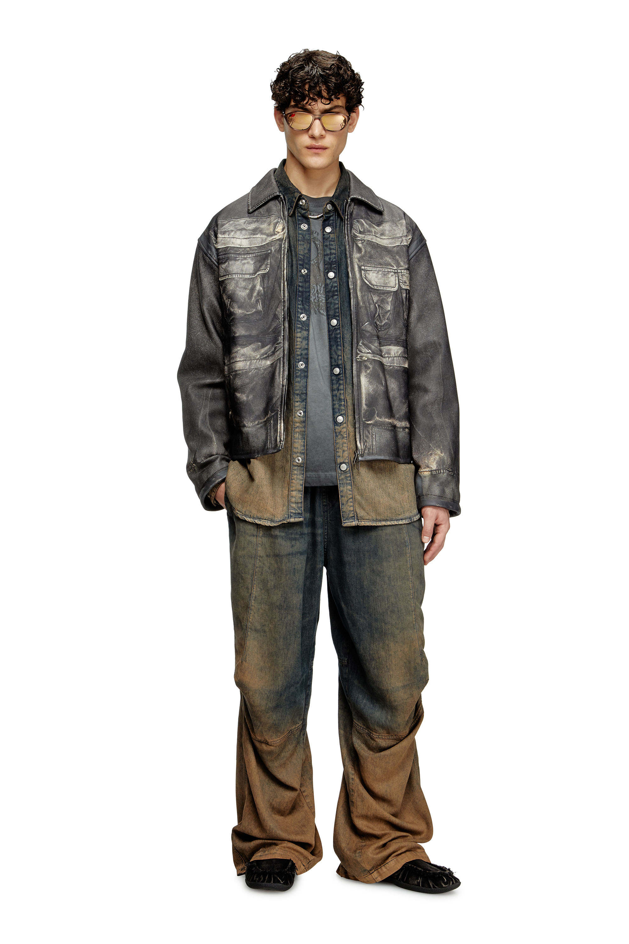 Diesel - L-MAYER, Veste en cuir avec poches trompe-l'œil Homme in Noir - 2
