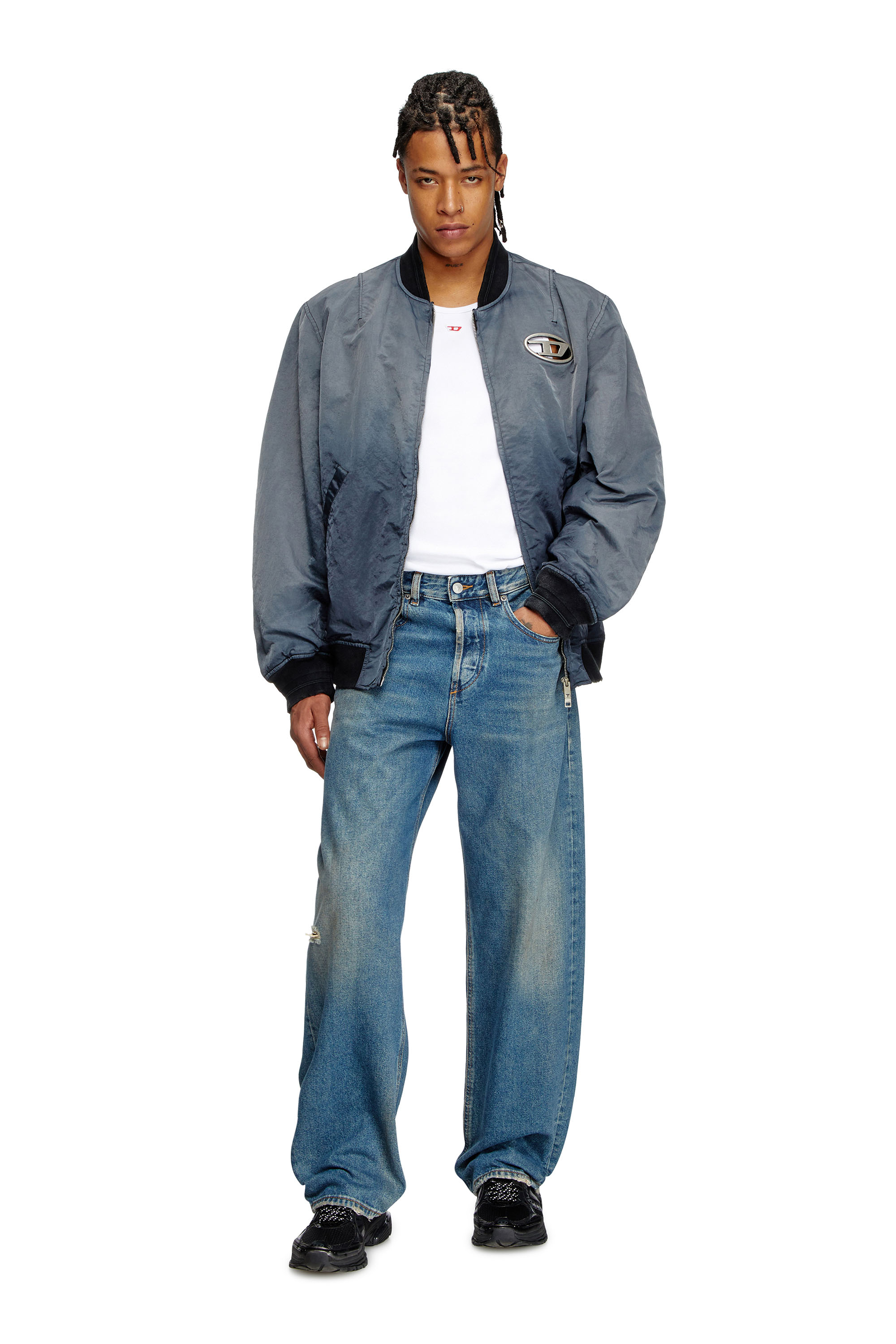 Diesel - J-KEPES, Veste bomber matelassée avec effet dégradé Homme in Gris - 2