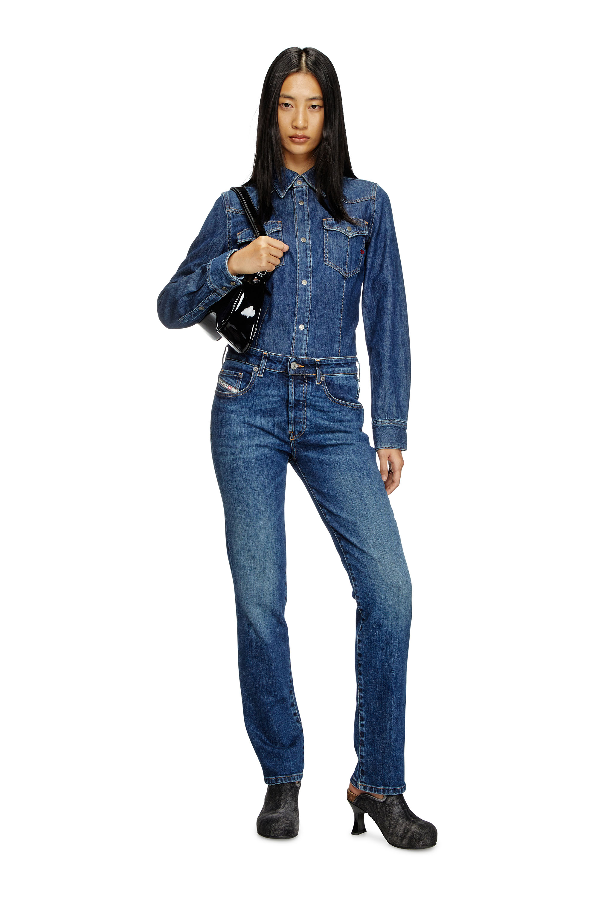 Diesel - DE-WAVES, Chemise western en denim Femme in Bleu - 2