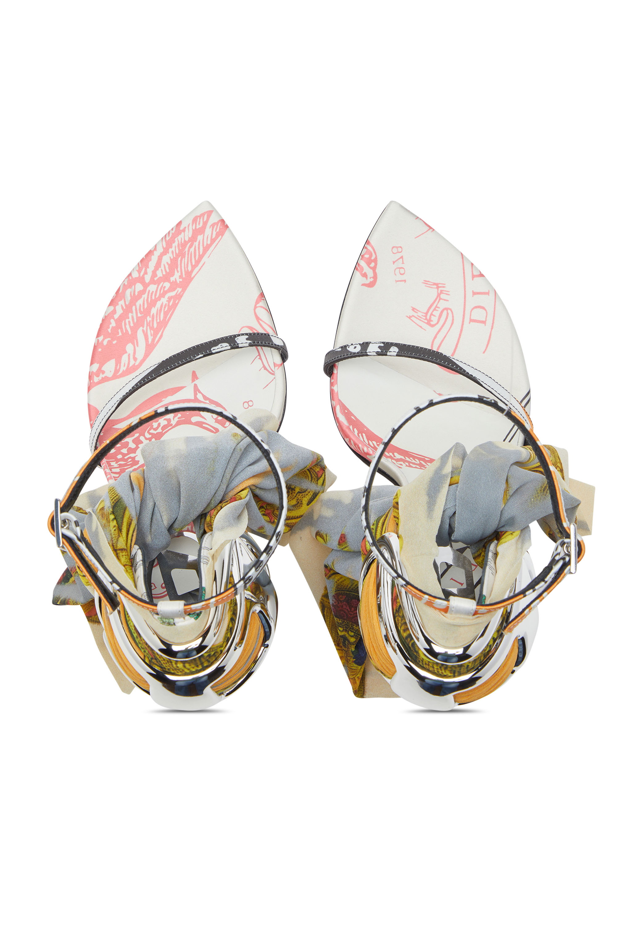 Diesel - D-TEN&HALF SDL BANDANA, D-Ten&Half-Sandale bandana en satin à talon aiguille Femme in Polychrome - 4