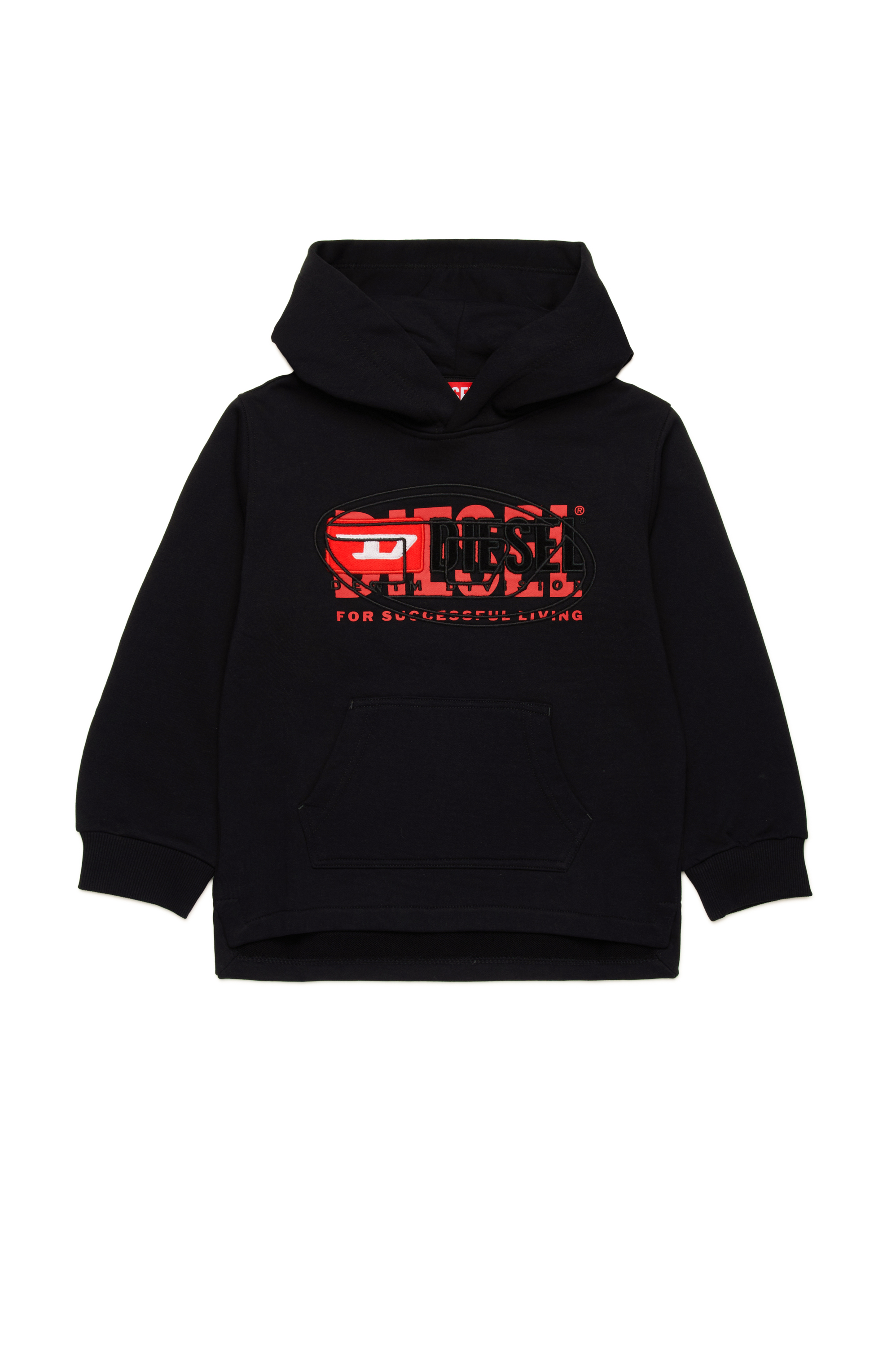 Diesel - SBAXTHOOD OVER, Sweat-shirt à capuche avec logos superposés Homme in Noir - 1