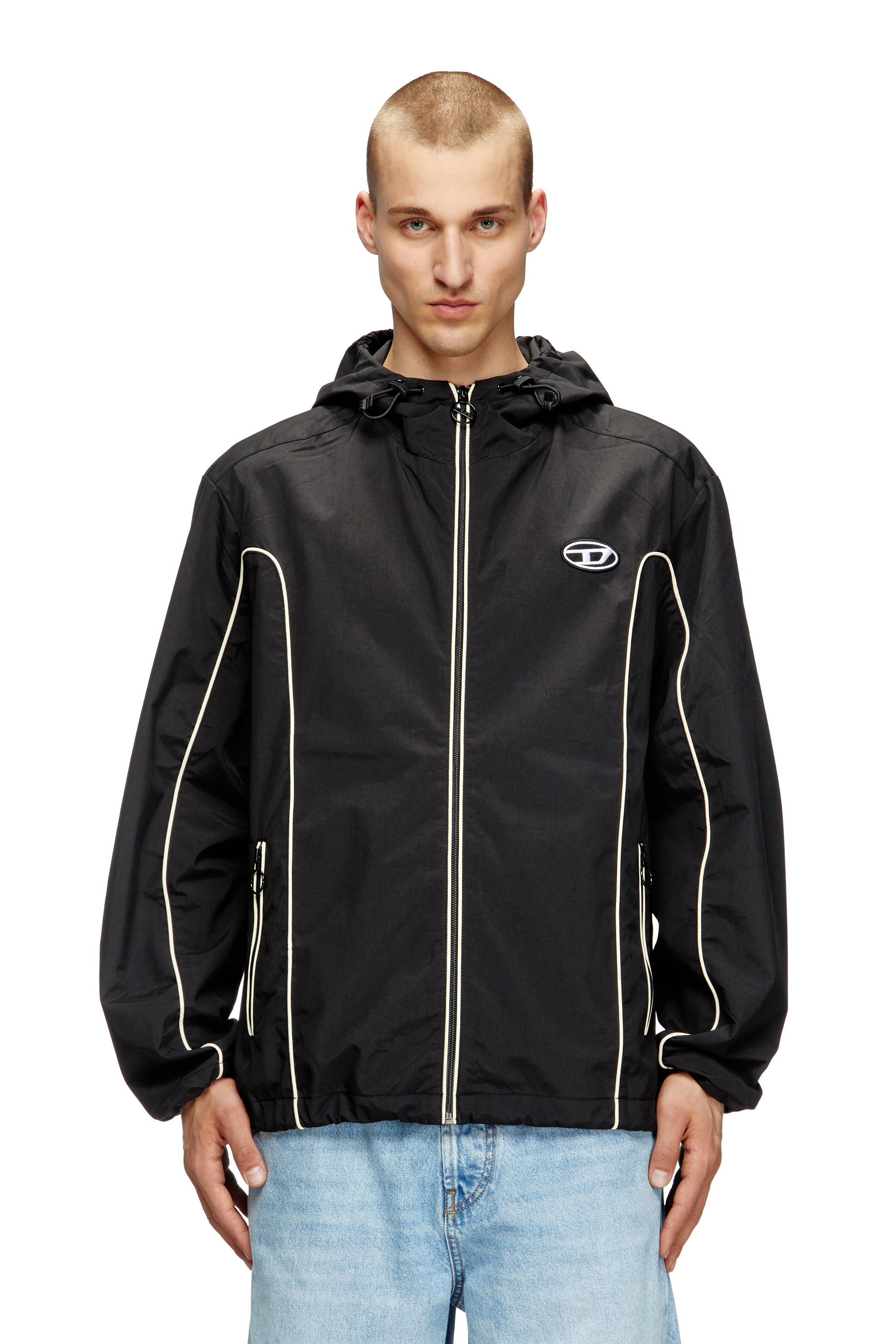 Diesel - J-HIVES, Coupe-vent avec passepoil contrasté Homme in Noir - 1