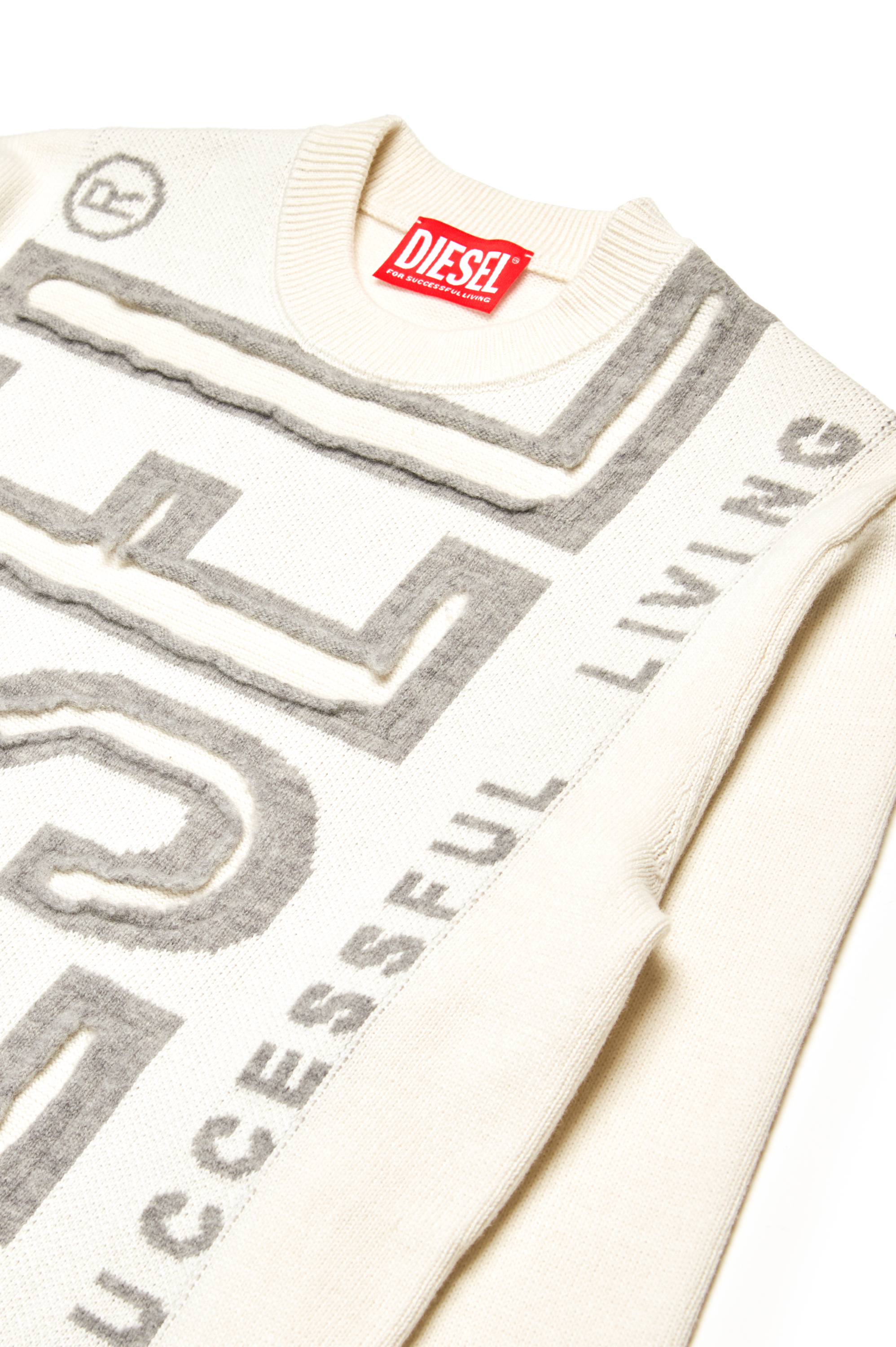 Diesel - KFLOYD OVER, Pull avec logo effet peel-off Homme in Blanc - 3