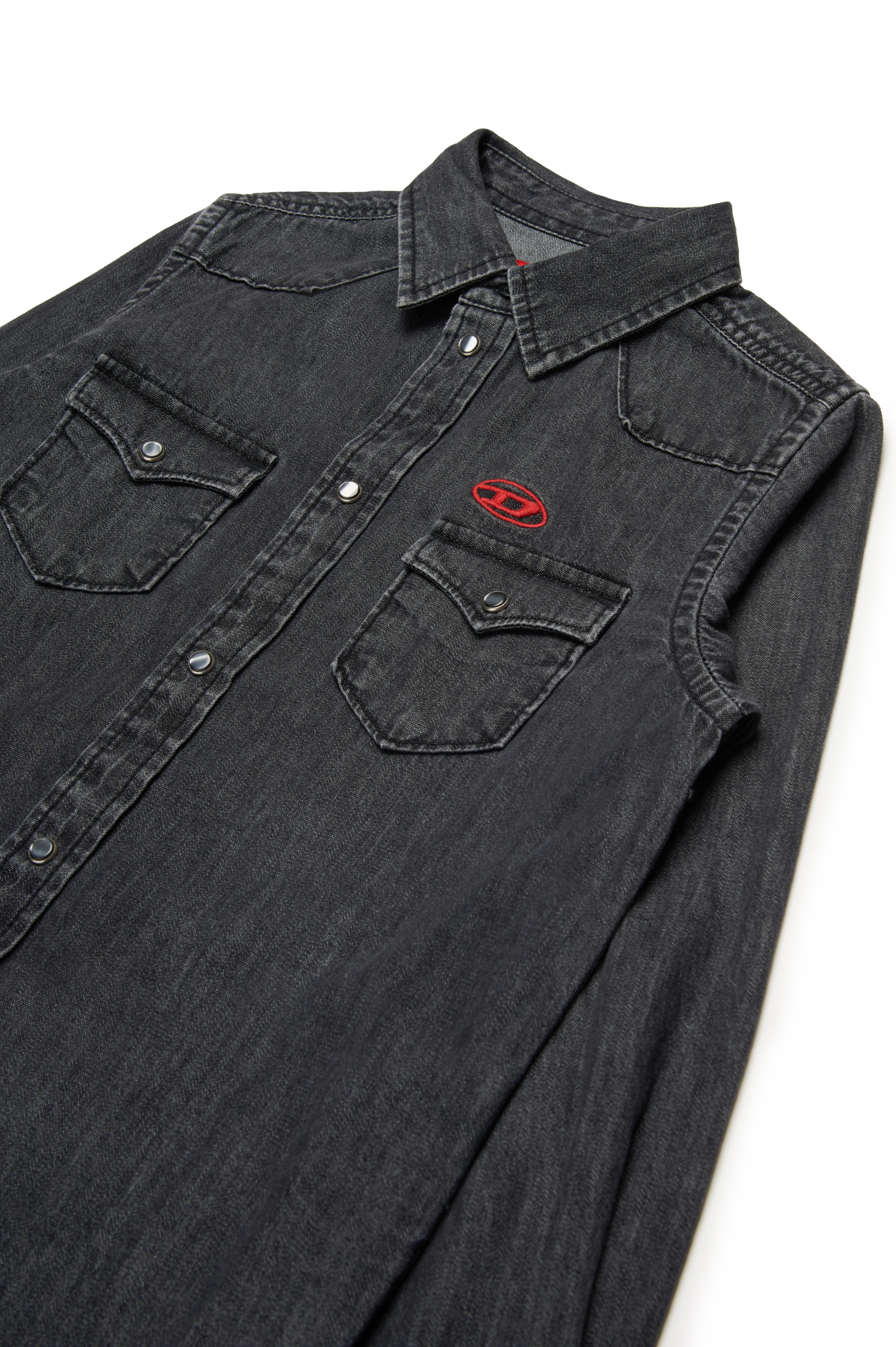Diesel - CEKO, Chemise Western en denim Homme in Noir - 3