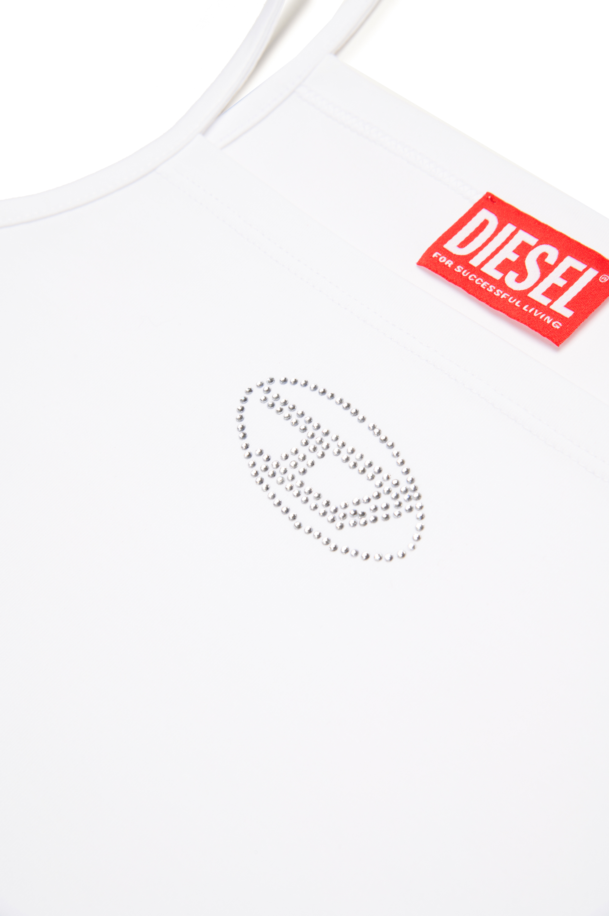 Diesel - TRIND, Caraco avec logo Oval D en cristal Femme in Blanc - 4