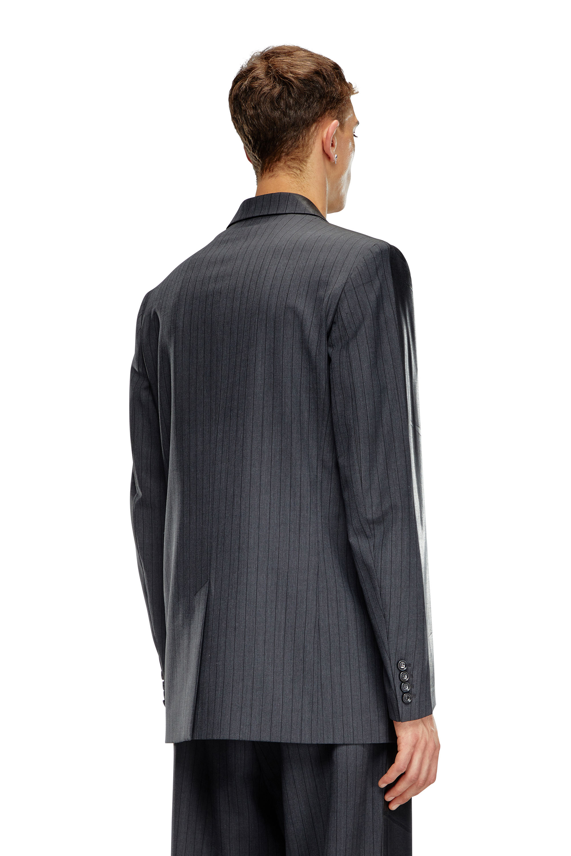 Diesel - J-STANLEY, Blazer à fines rayures avec devant enduit Homme in Noir - 4