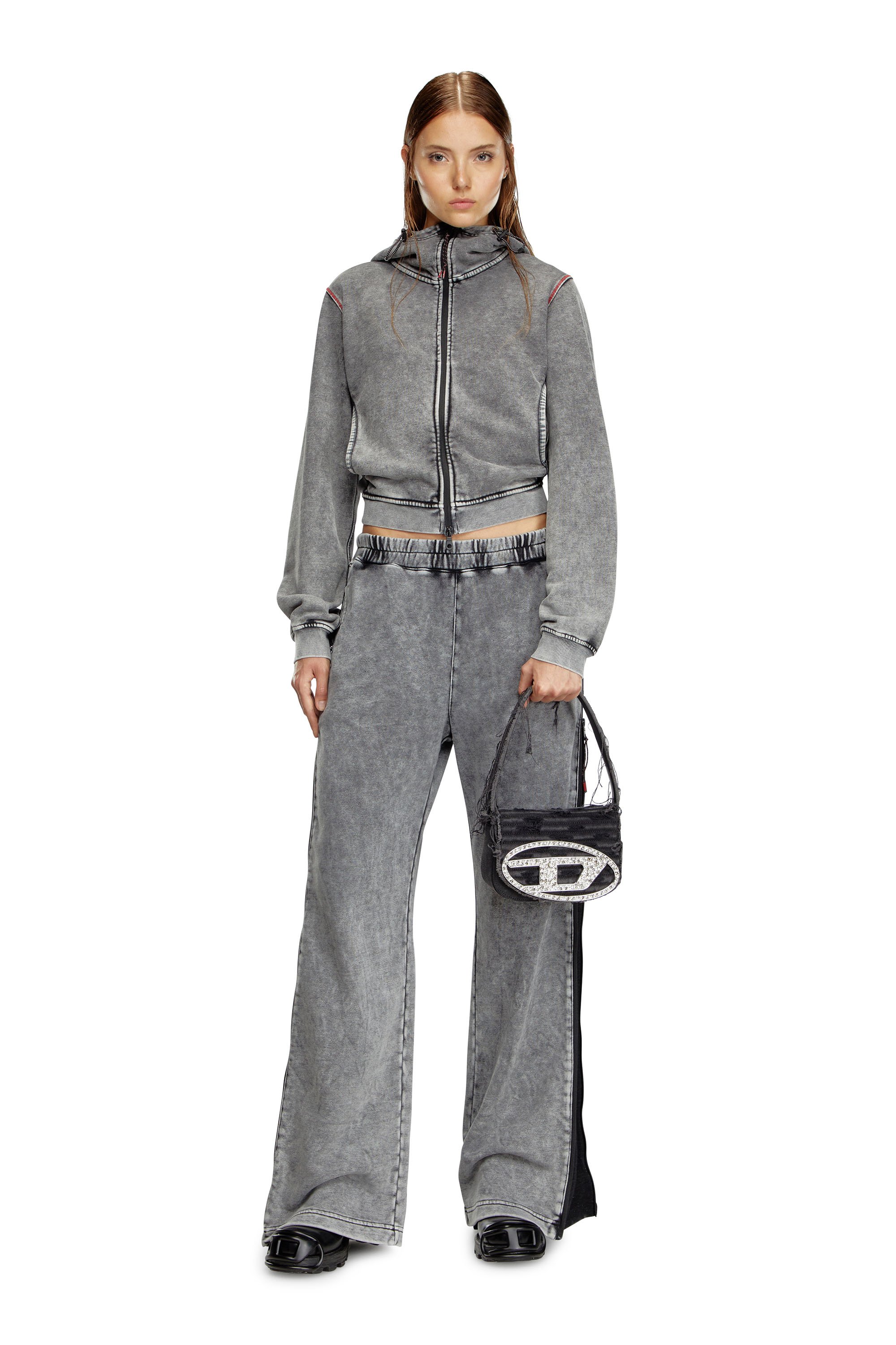Diesel - 1DR, 1DR-Sac à bandoulière emblématique en toile et cuir Femme in Noir - 2