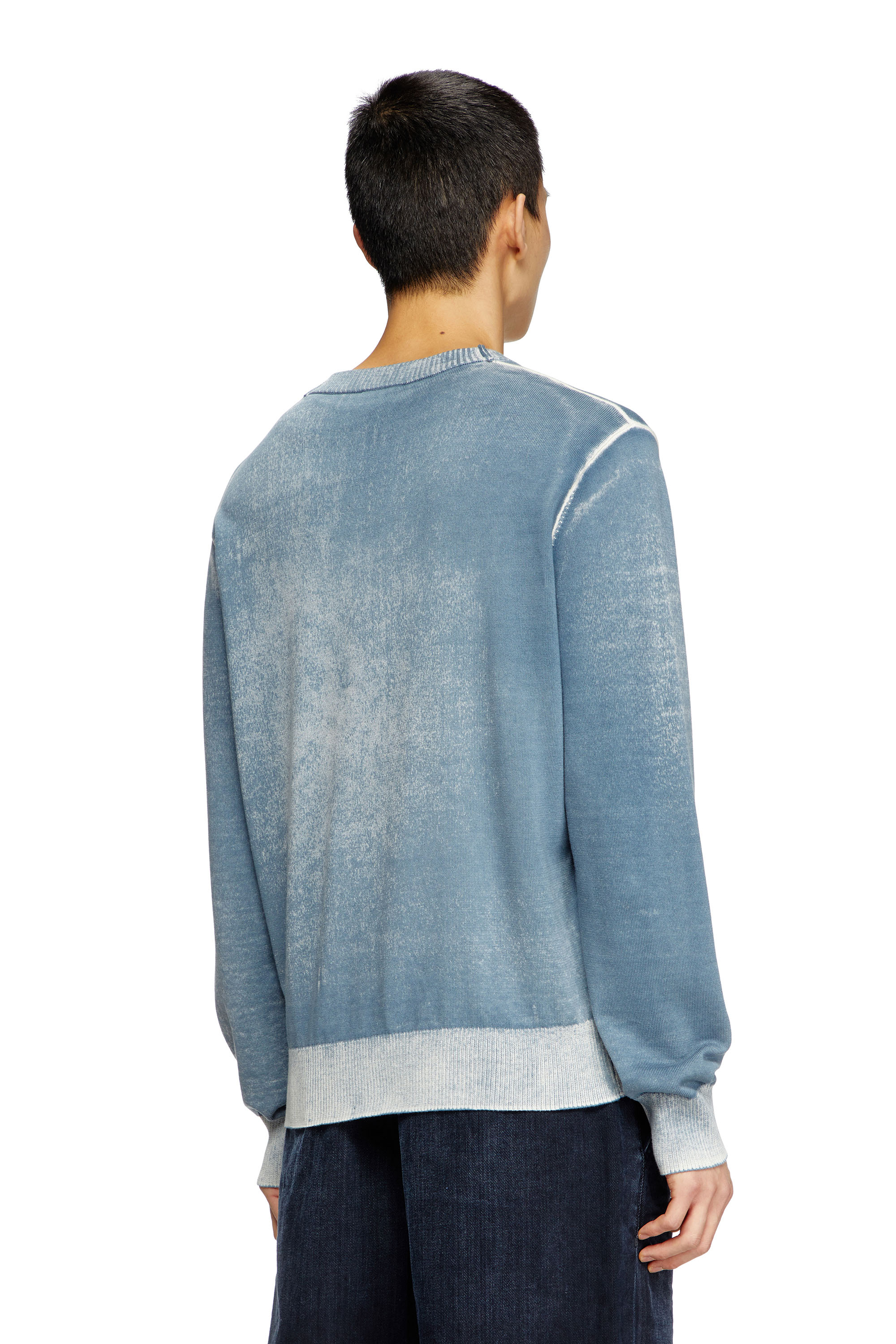 Diesel - K-LARENCE-B, Pull en coton avec imprimé inversé Homme in Bleu - 4