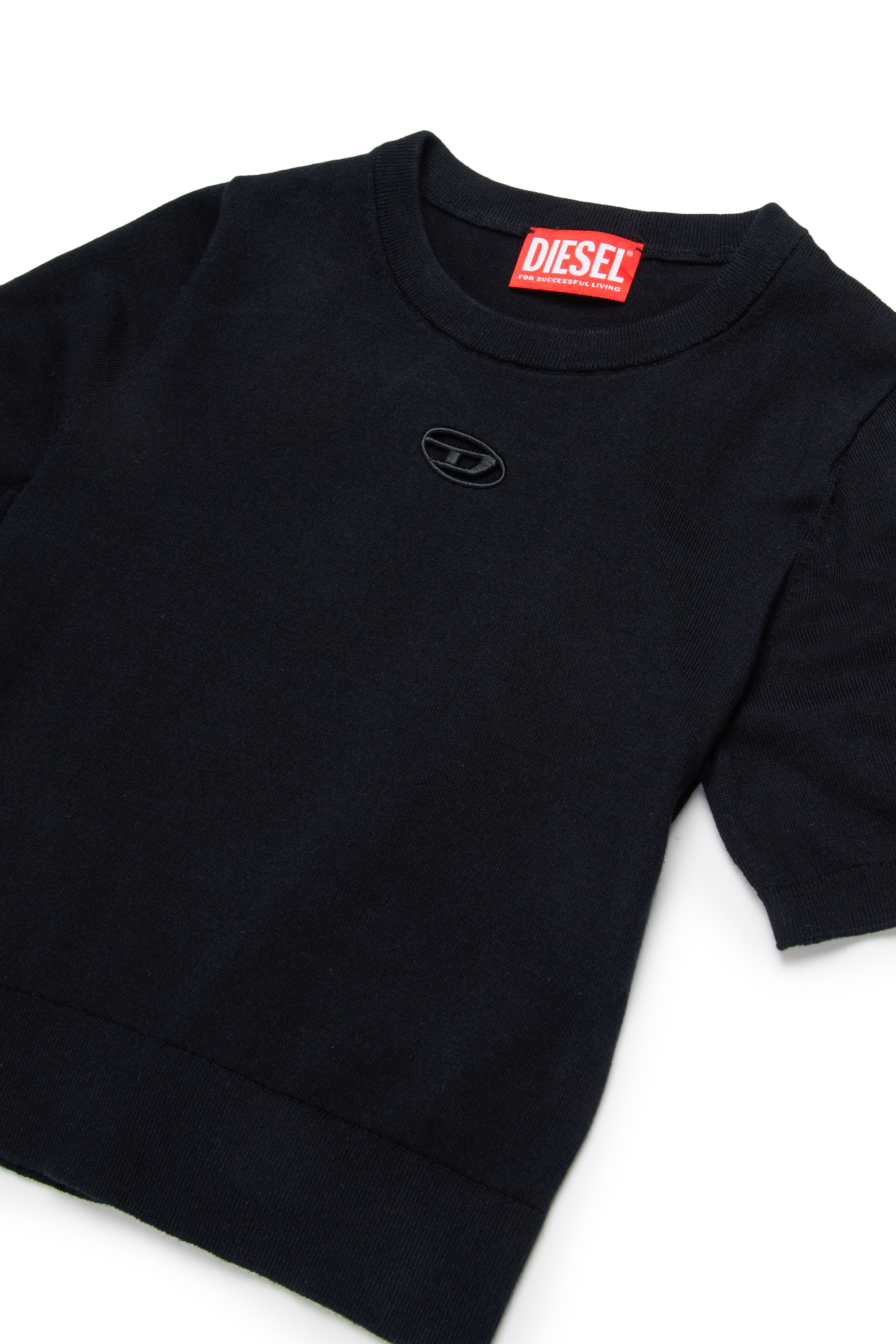 Diesel - KMARGA, T-shirt en tricot avec cut-out à logo Oval D Femme in Noir - 3