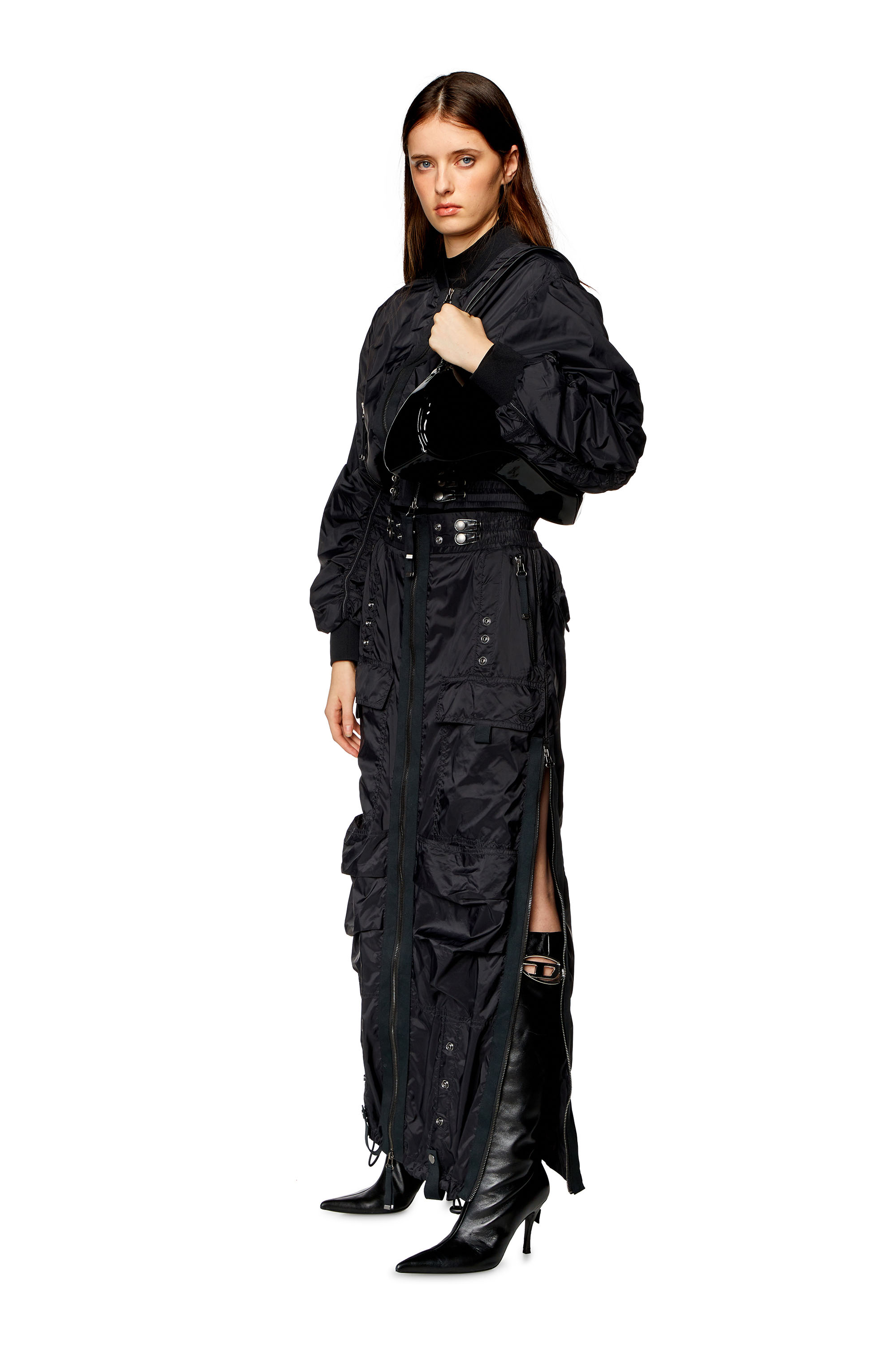 Diesel - O-CREP, Jupe longue avec poches cargo Femme in Noir - 2