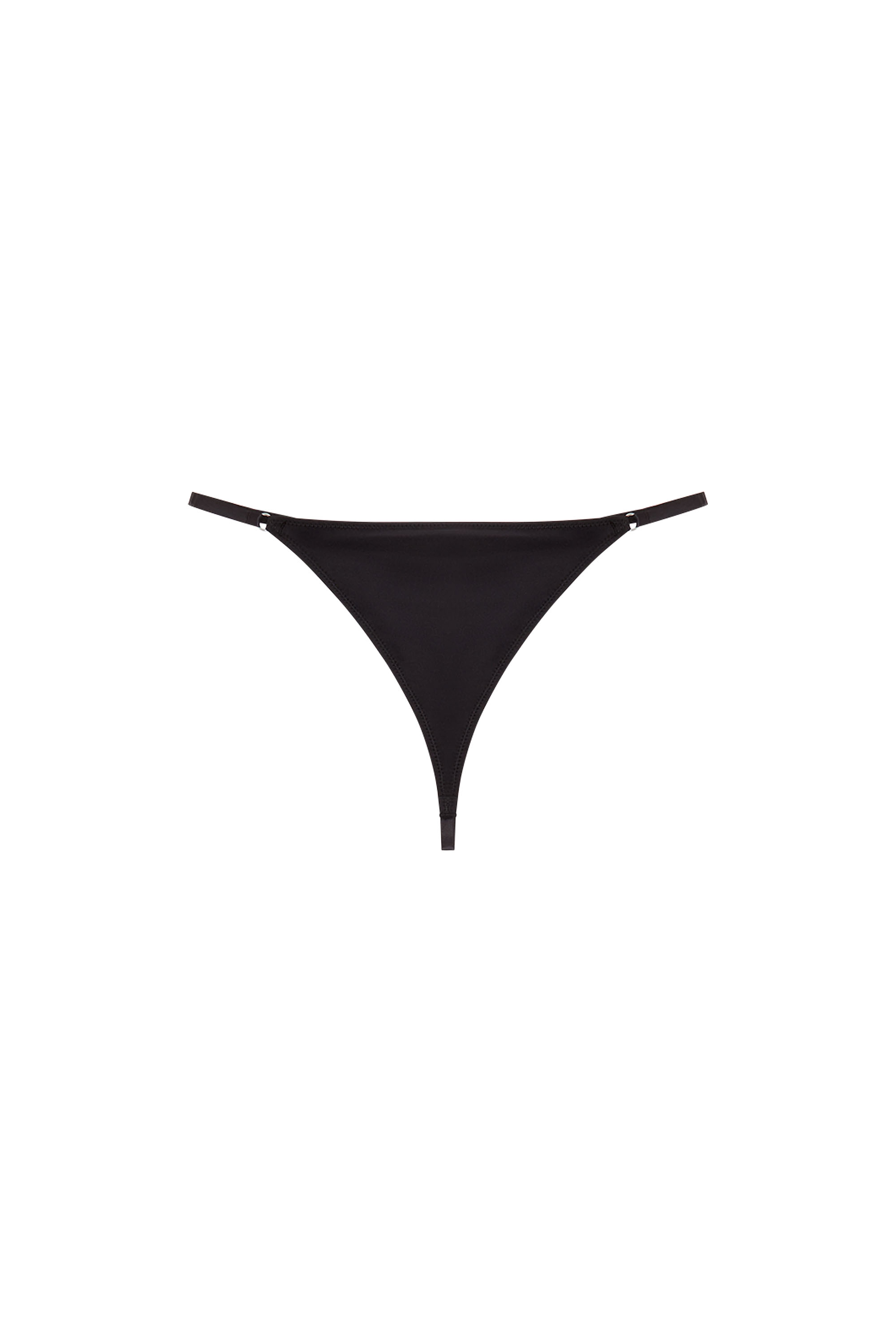 Diesel - UFST-OVAL-D-STRING, String en microfibre avec plaque Oval D Femme in Noir - 4