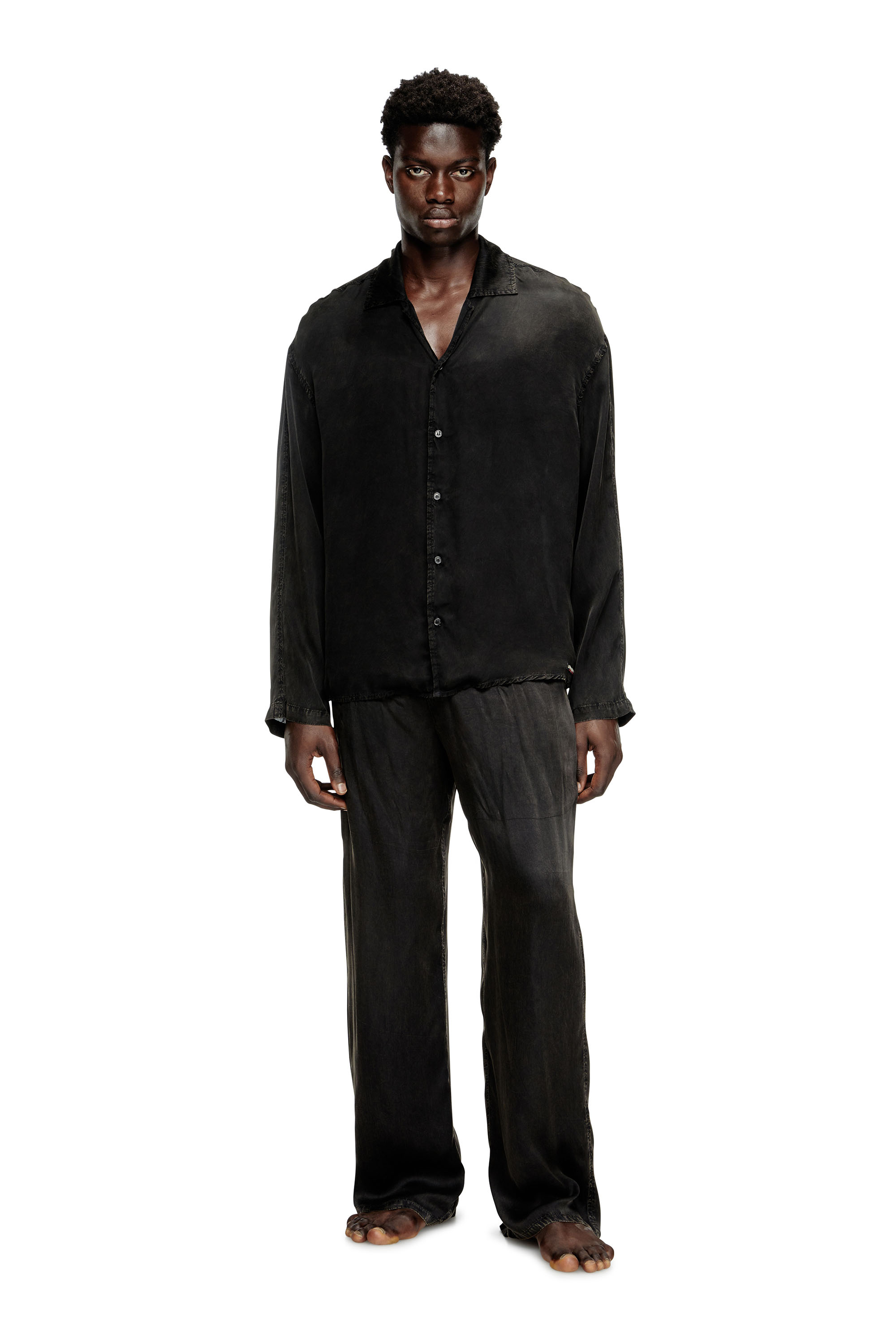 Diesel - SET-KEITH-DNM, Pyjama fluide avec effet denim Mixte in Noir - 2