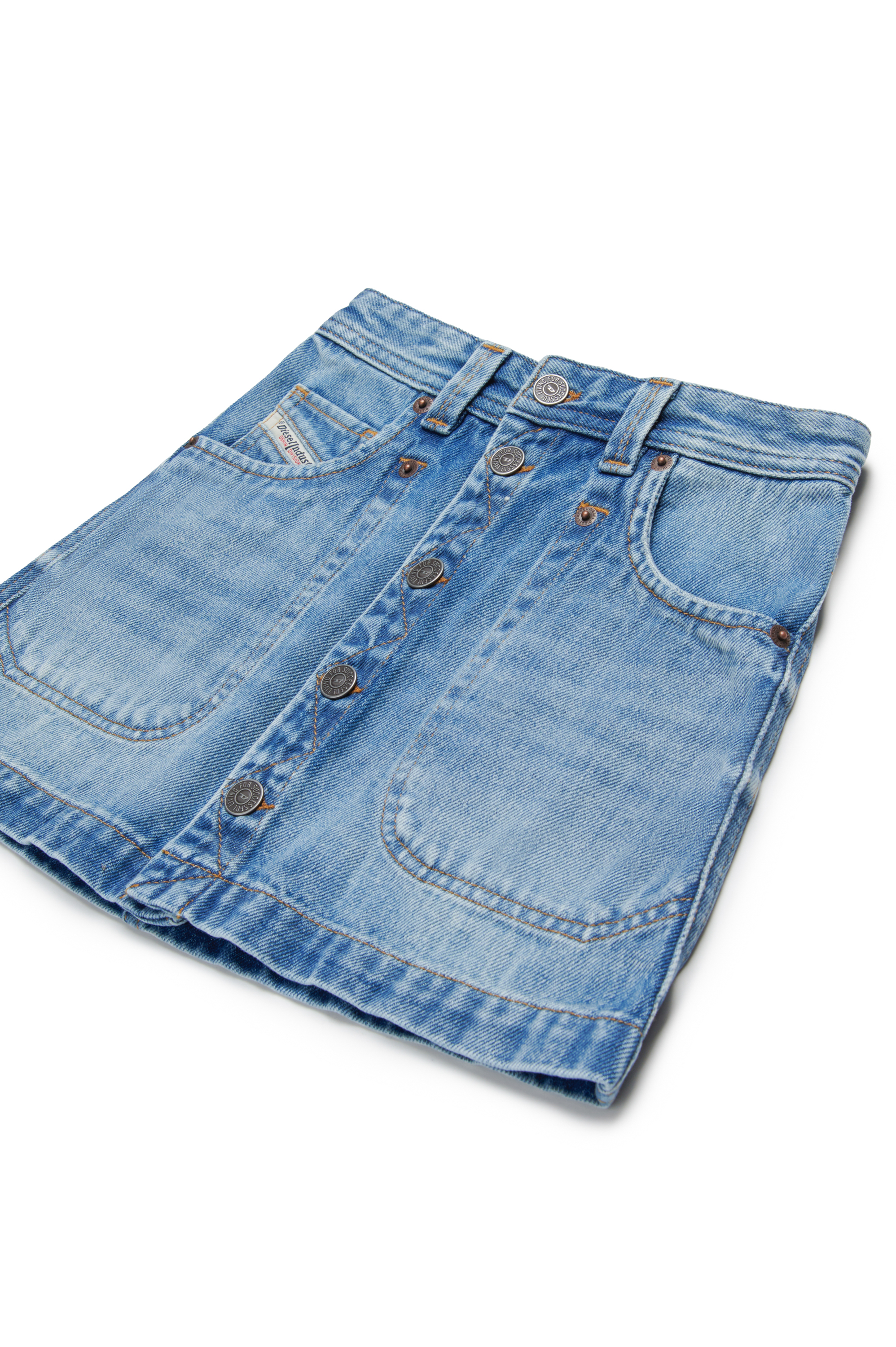 Diesel - GEALBUS, Mini-jupe en denim boutonnée sur le devant Femme in Bleu - 3