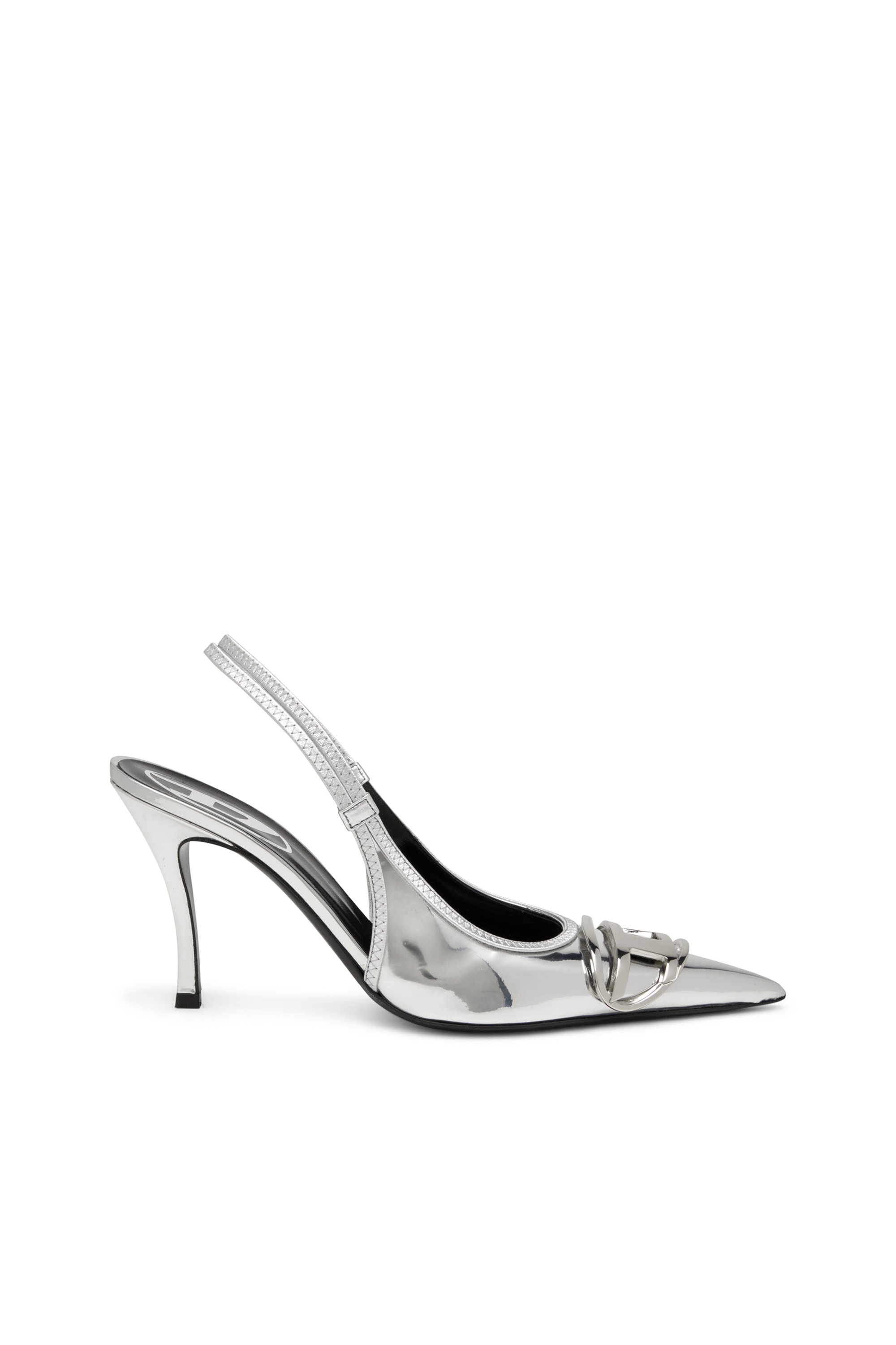 Diesel - D-VENUS SB, D-Venus-Escarpins à bride arrière avec finition miroir Femme in Gris argenté - 1