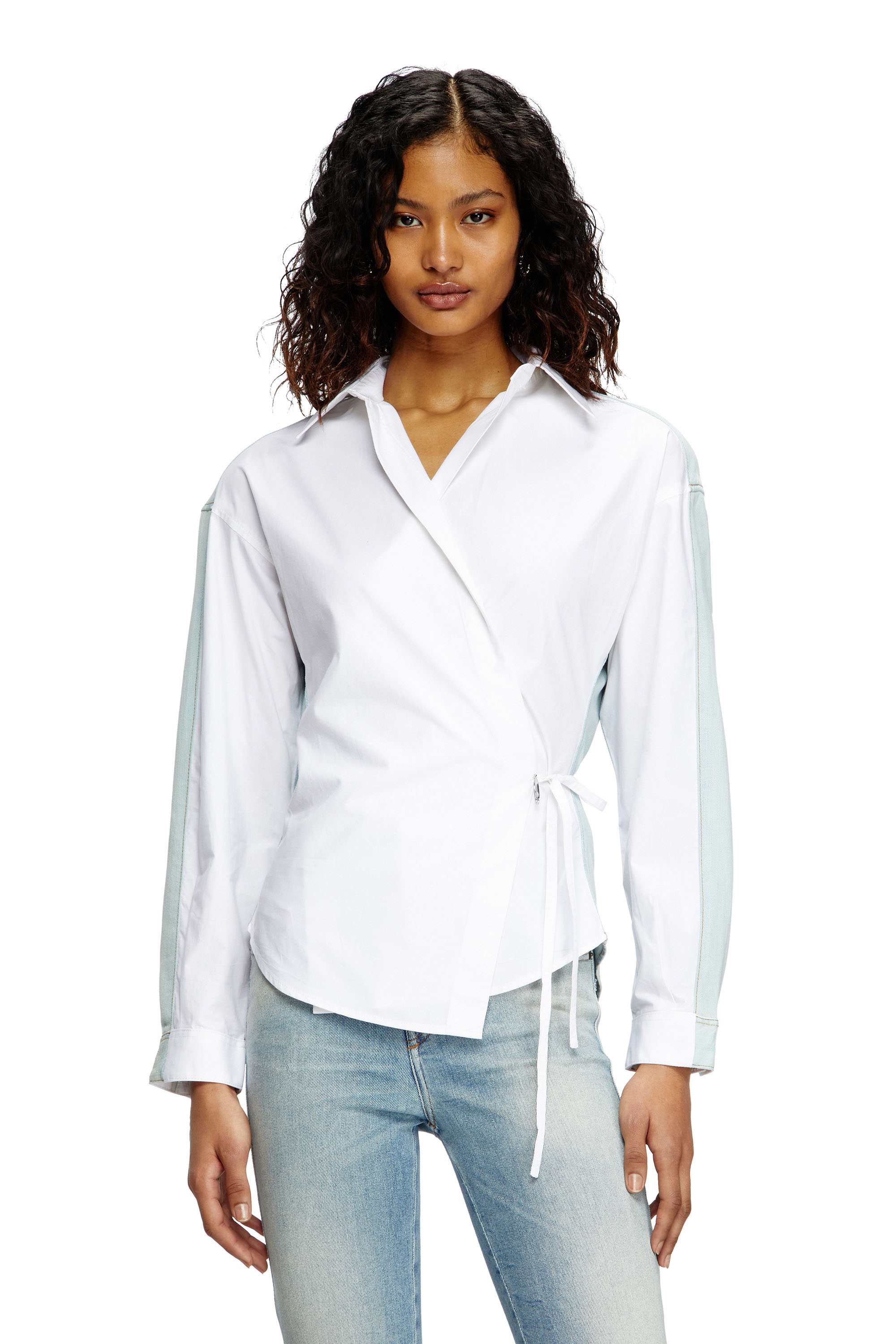 Diesel - C-DELPHI-DEN, Chemise portefeuille en popeline et denim Femme in Polychrome - 1