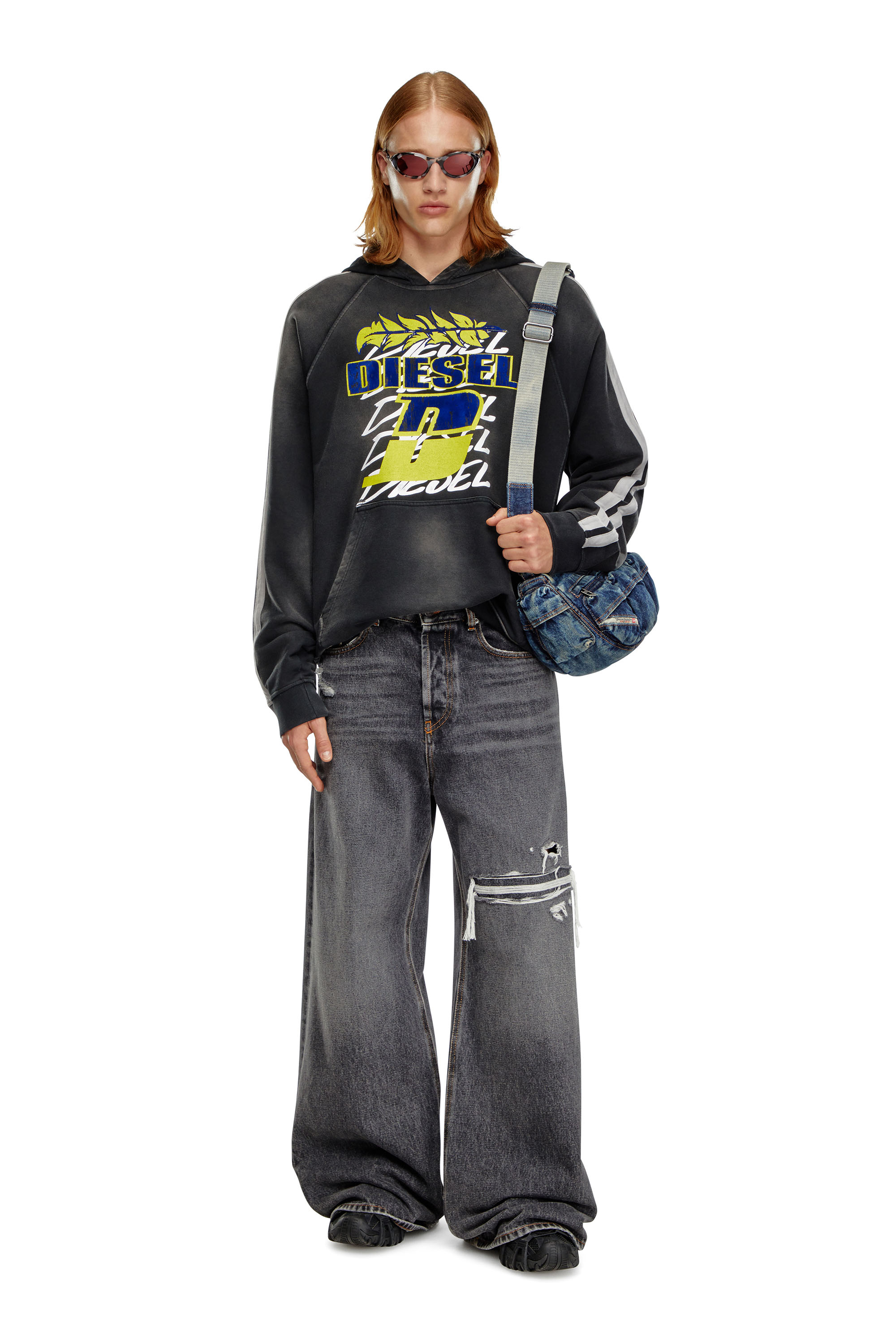 Diesel - Relaxed Jeans D-Rise 007F6 Homme, Noir/Gris foncé - Image 1