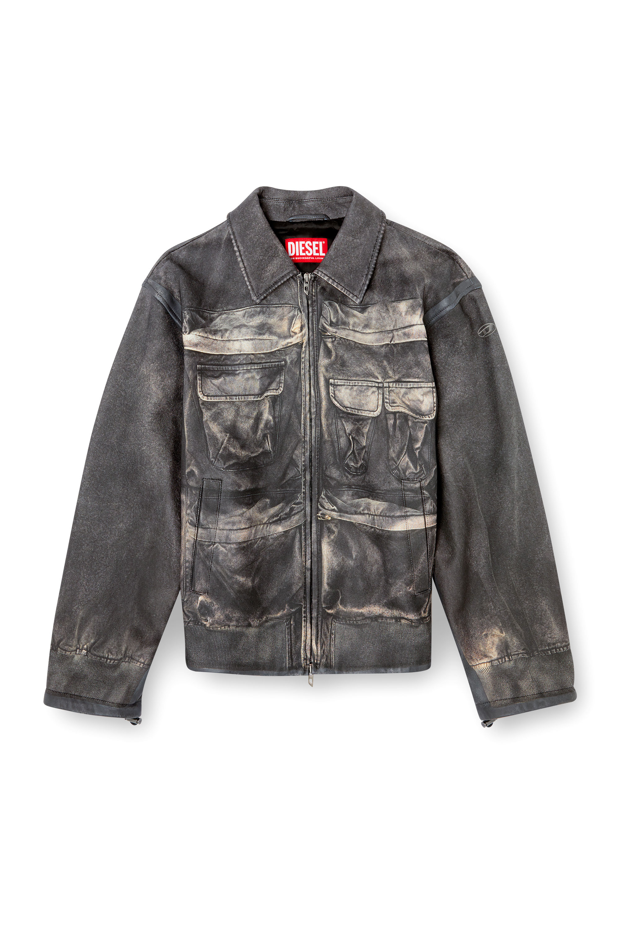 Diesel - L-MAYER, Veste en cuir avec poches trompe-l'œil Homme in Noir - 3