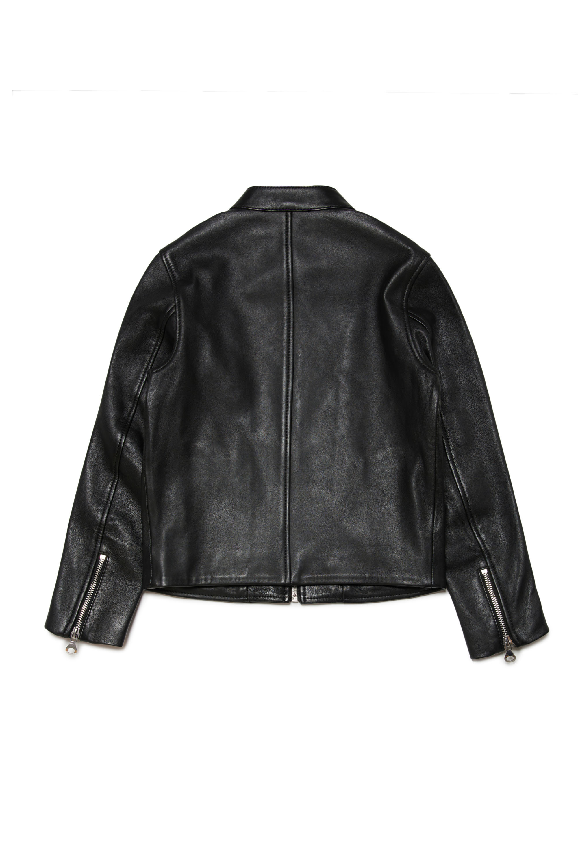 Diesel - JBLAC, Blouson biker en cuir avec logo embossé Homme in Noir - 2