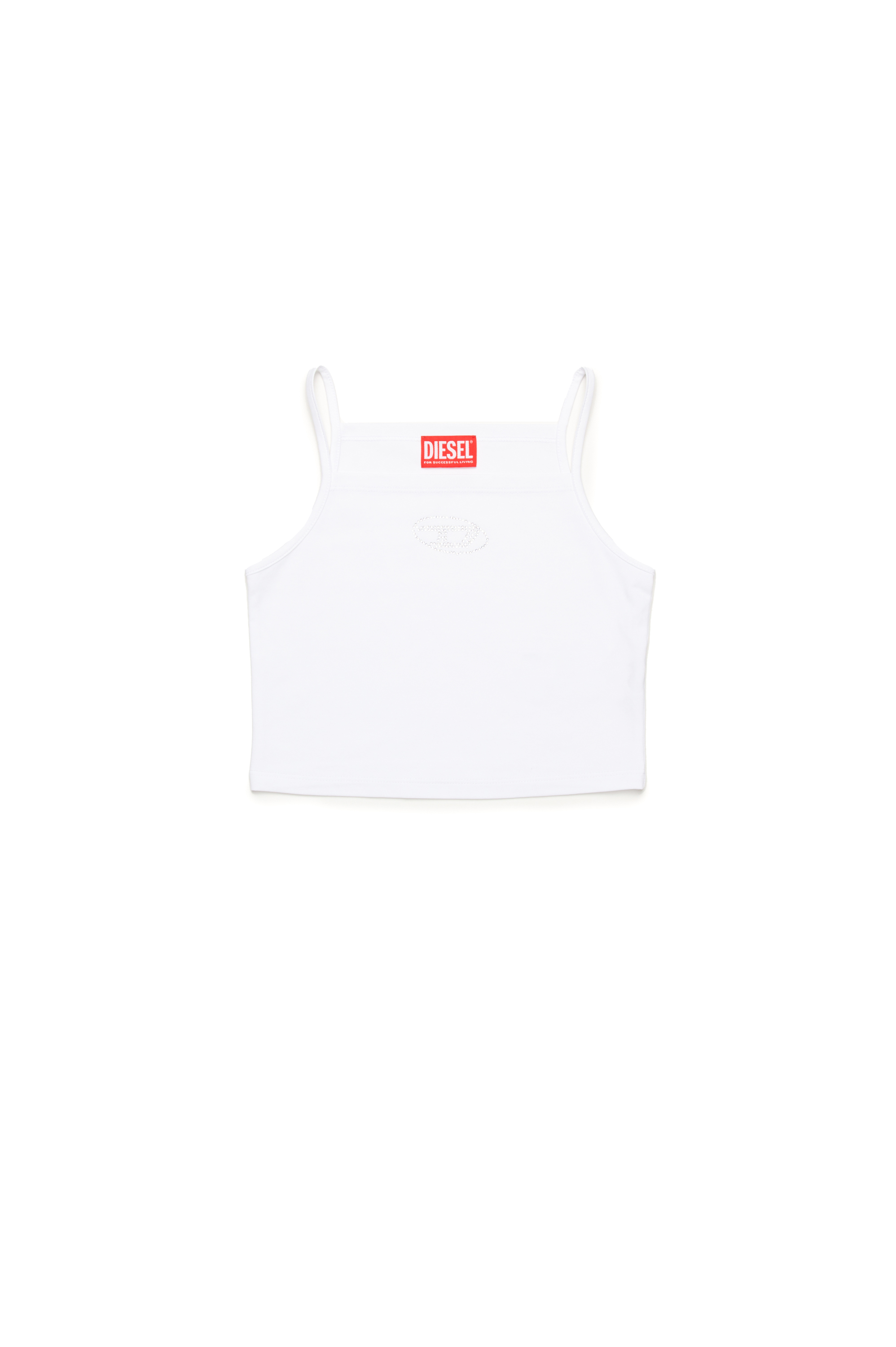 Diesel - TRIND, Caraco avec logo Oval D en cristal Femme in Blanc - 1